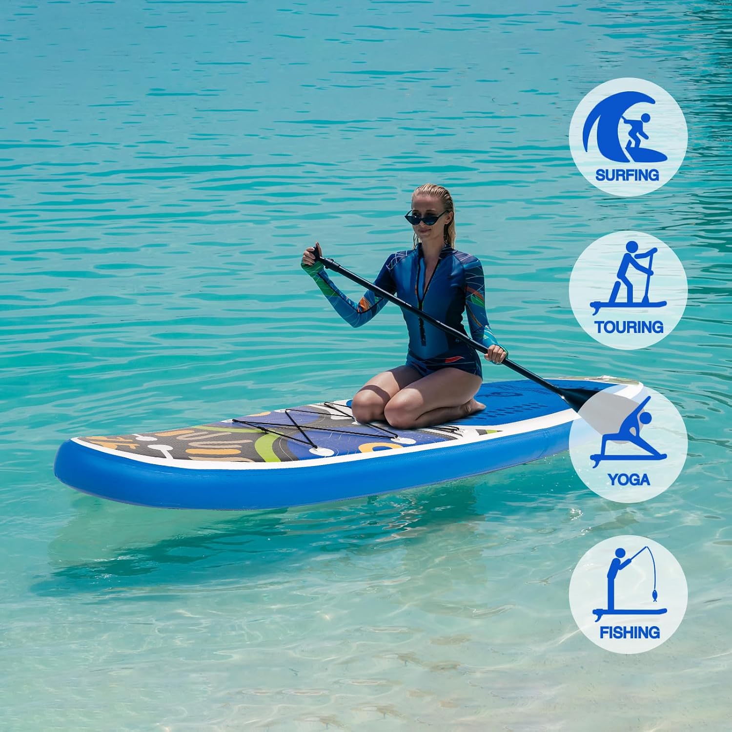FEATH-R-LITE Inflatable Paddle Board Stand Up Paddleboards for Adults SUP with Premium Accessories Pump, Adjustable Paddle, Leash, Three Fins, Backpack