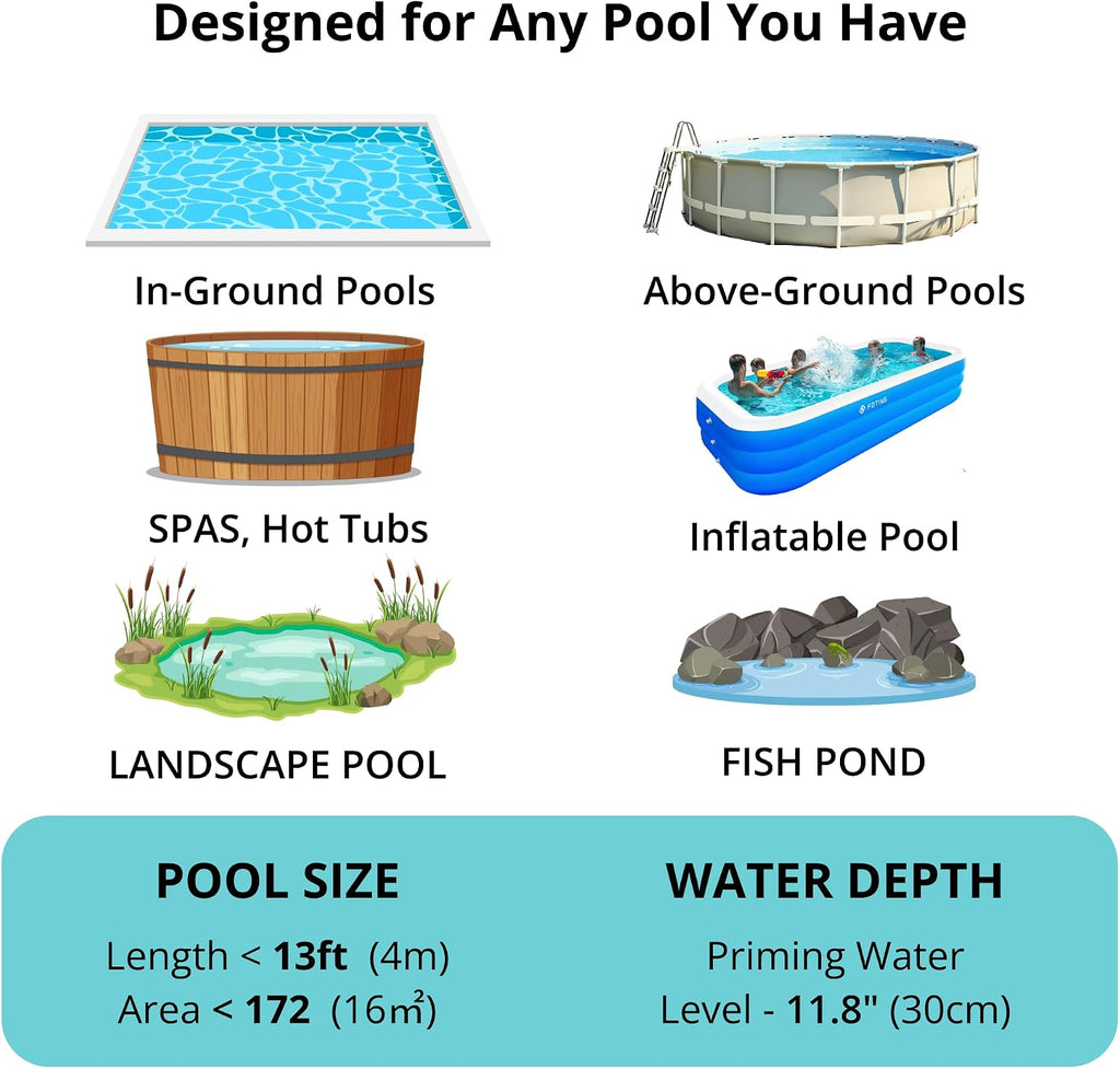 Cordless Pool Vacuum for Above Ground, Handheld Pool Spa Vacuum Cleaner for Inground Pools Hot Tub, Rechargeable, 60' Extendable Pole, up to 19.5 GPM for Leaves, Debris, Shallow Steps