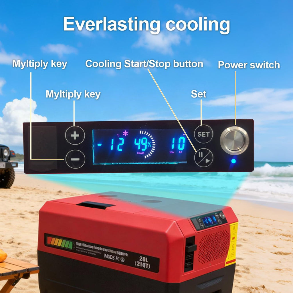 Camping Refrigerator, 32 Quart Portable Car Refrigerator, 0.8KWH Battery Powered Camping Refrigerator, 48+ Hours of Runtime, 12V DC 110-240V AC Rerigerator for Car Travel Camping Road Trip