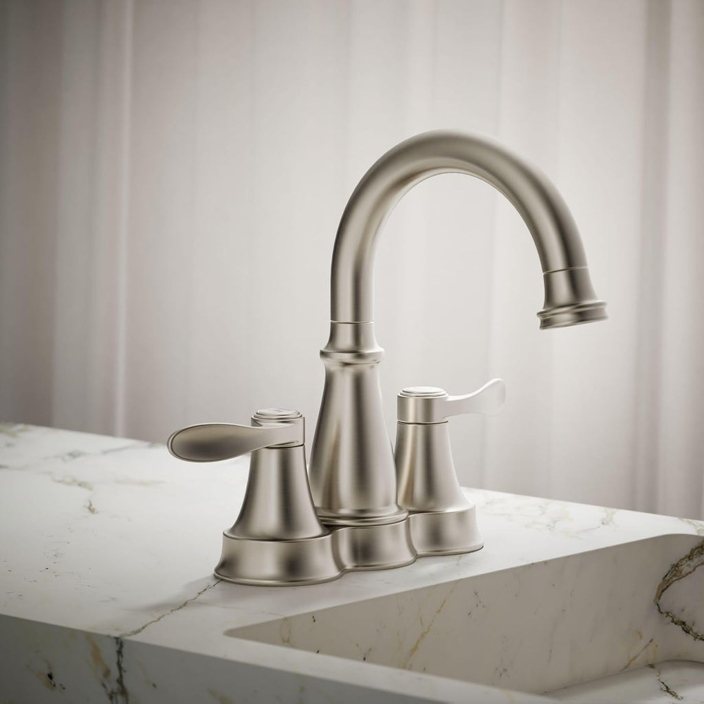 KOHLER K-27378-4-BN Bellera® Centerset Bathroom Sink Faucet, 1.2 GPM, Ceramic Disc Valves, Traditional Design, Vibrant Brushed Nickel