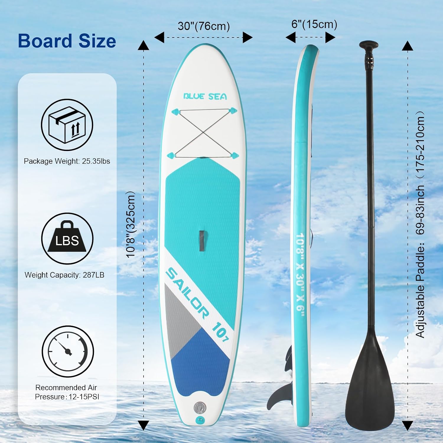 Inflatable Stand up Paddle Board, Extra Wide SUP, with Premium Paddleboard Accessories, Hand Pump, Backpack, Adult & Youth, for Yoga Fishing Paddling