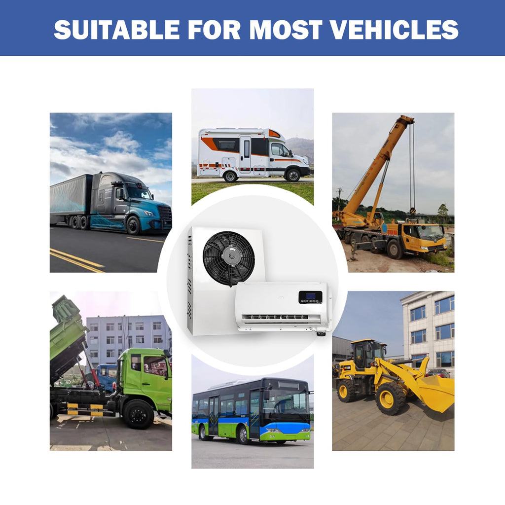 24V dc Truck Camper Van Air Conditioner 10000BTU Universal 24 Volt Electric RV Automotive Split Air Conditioning ac Unit for semi trucks RV Motorhome Crane Tractor (White - Metal Shell)