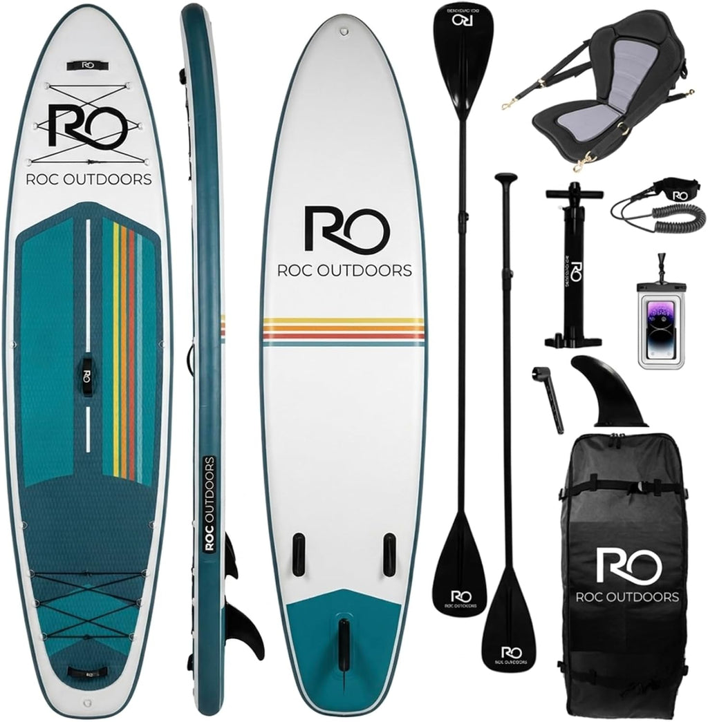Roc Inflatable Stand Up Paddle Board 10' 6' with Premium SUP Paddle Board Accessories, Wide Stable Design, Non-Slip Comfort Deck for Youth & Adults