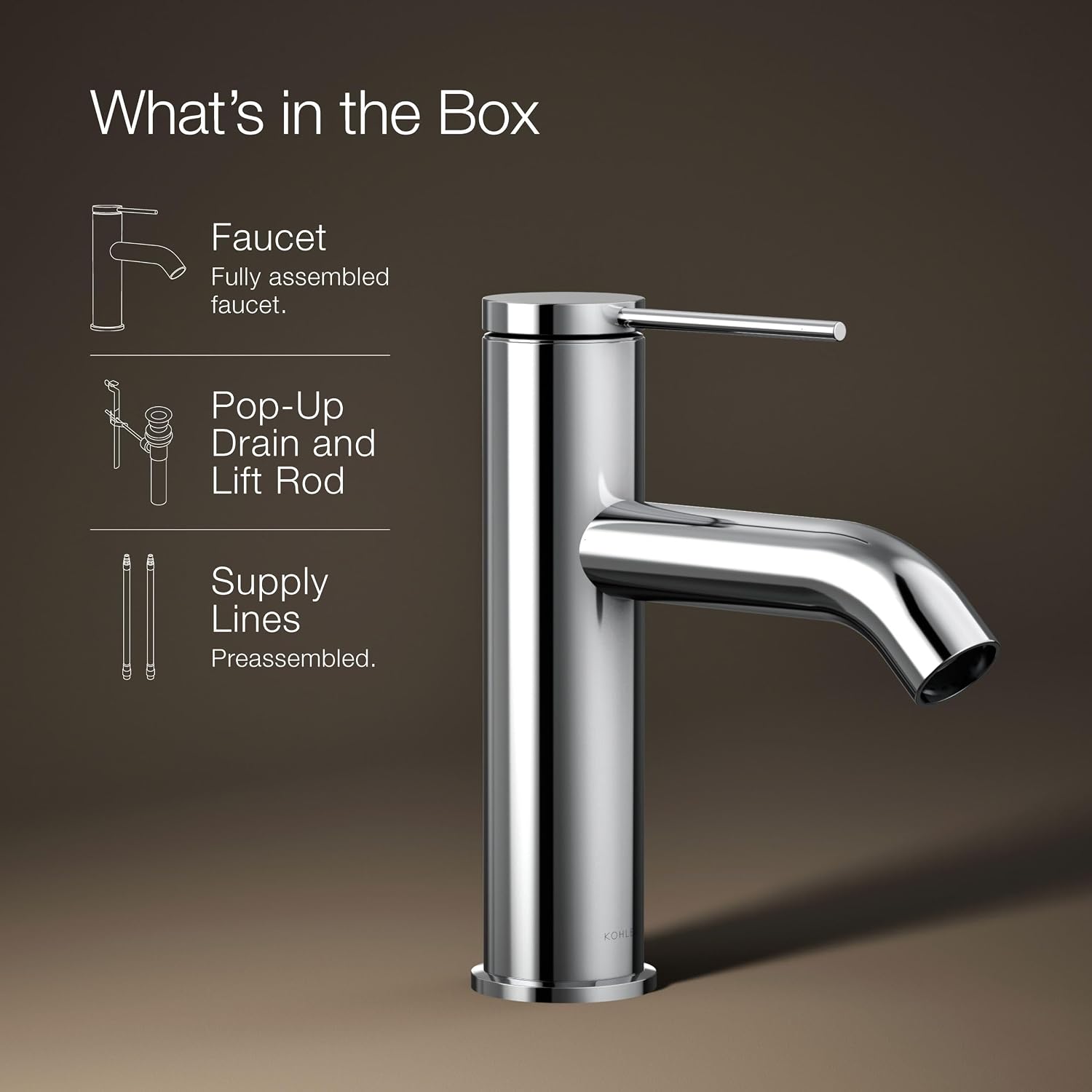 Kohler 77958-4A-CP Components® Single-Handle Bathroom Sink Faucet, 1.2 gpm, Polished Chrome