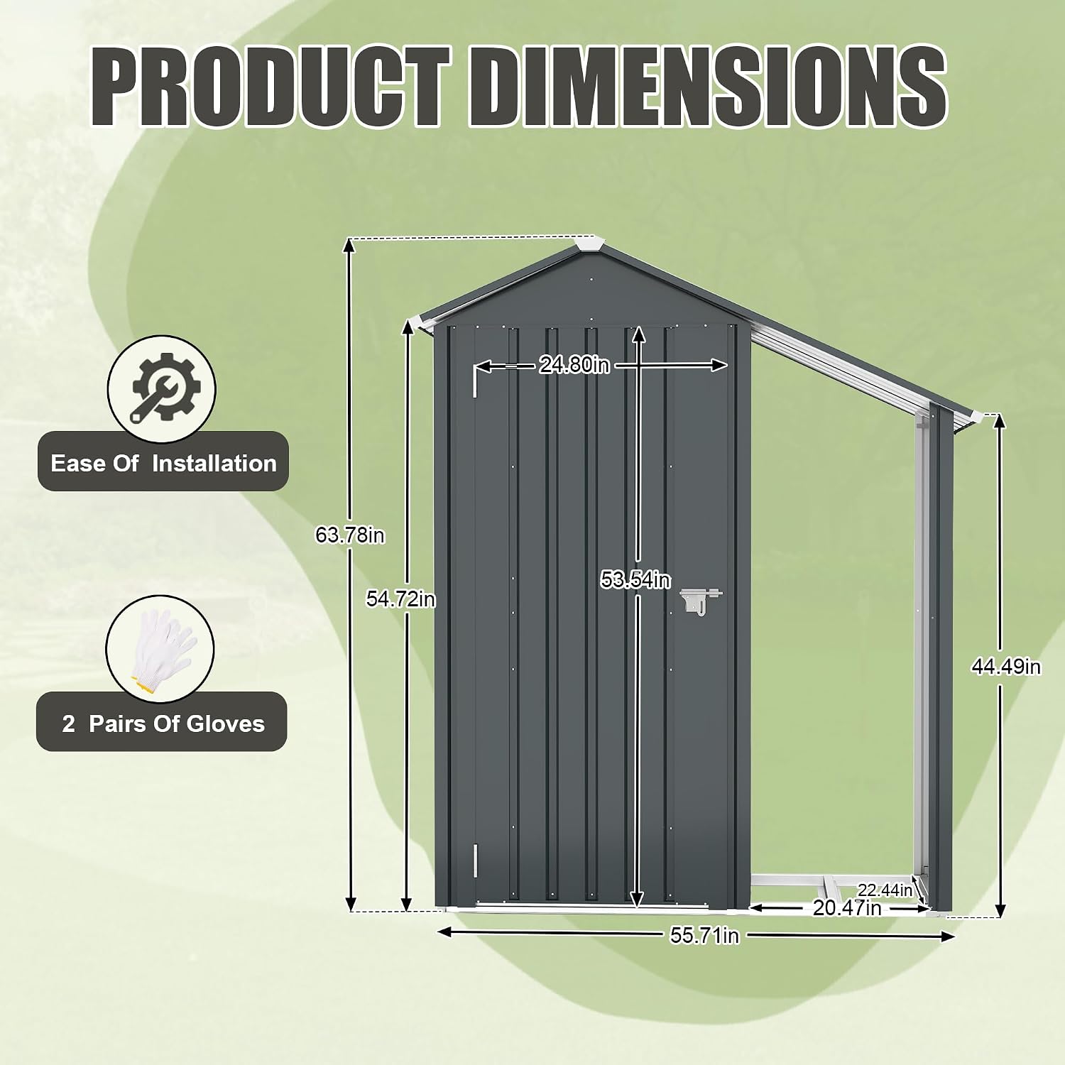 YOPTO Storage Shed,Iron 2-in-1 Storage Cabinet with A Solid Lock System and Sloped Roof,Outdoor Firewood Shed w/Waterproof,Garden Tool House for Lawnmowers,firewood,Dark Gray