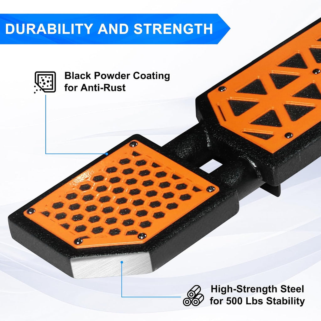 Orange Running Boards fit for Ford Bronco 4-Door 2021-2026 | (Excluding Bronco Sport), 7 inch non-slip rock rail side steps bars DIY painting orange panel stainless steel