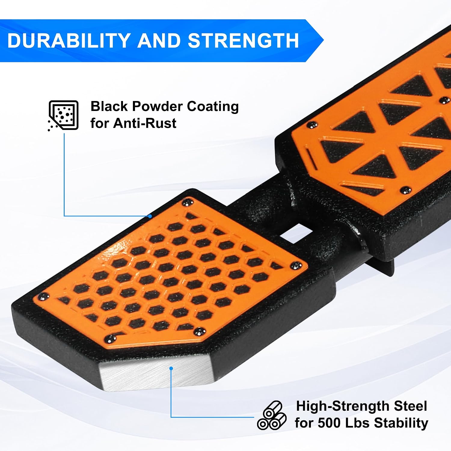 Orange Running Boards fit for Ford Bronco 4-Door 2021-2026 | (Excluding Bronco Sport), 7 inch non-slip rock rail side steps bars DIY painting orange panel stainless steel