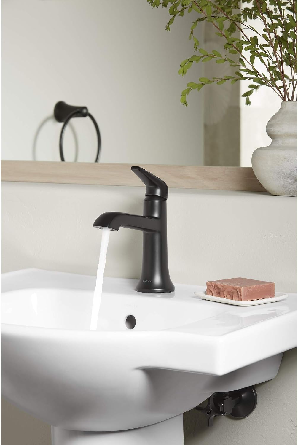 Kohler K-22022-4 Tempered 1.2 GPM Single Hole Bathroom Faucet, Vibrant Brushed Nickel