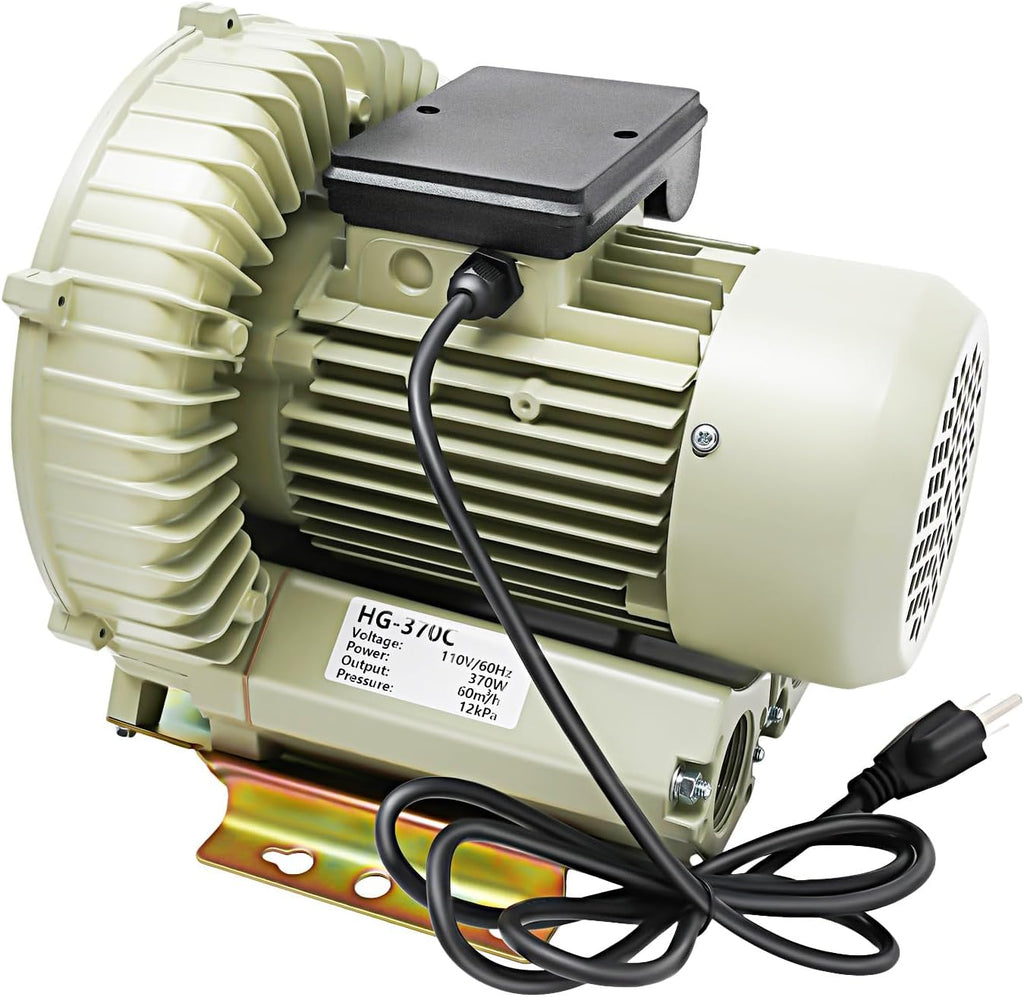 370W Air Pump Blower, DNYSYSJ Commercial Aquaculture Vortex High Pressure Air Blower, Industrial High Pressure Blower for Aquarium Seafood Pond Fish Tanks Water Tank Centrifugal Cycle 110V USA Stock