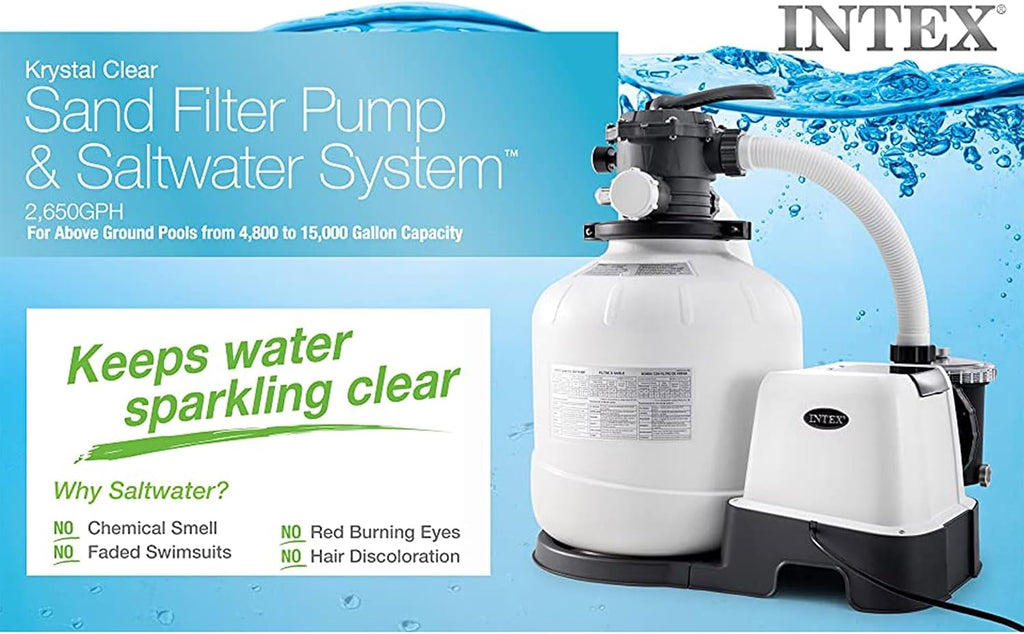 Intex ZX100 Automatic Pressure Side Swimming Pool Cleaner with 26679EG 2,150-GPH 16' Krystal Clear Saltwater System and Sand Filter Pump