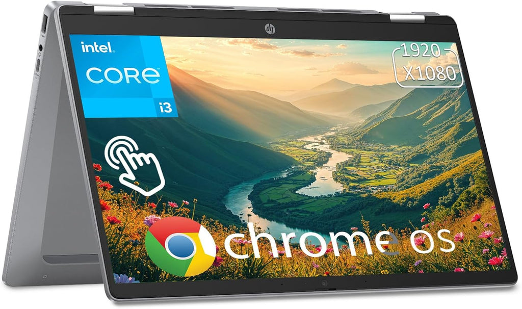 HP Chromebook Plus x360 Laptop 14' 2 in 1 Touchscreen Business Laptop for Student Intel Core i3 N305 8GB RAM 256GB UFS Backlit KB Wi-Fi 6 Chrome OS w/Google AI (Renewed)