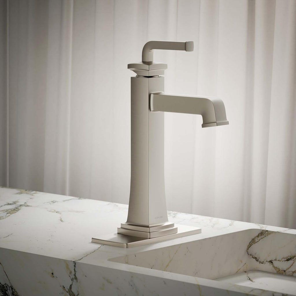 KOHLER 26430-4N-BN K-26430-4N-BN Riff Tall Single-Handle Bathroom Sink Faucet, 5 gpm, Vibrant Brushed Nickel