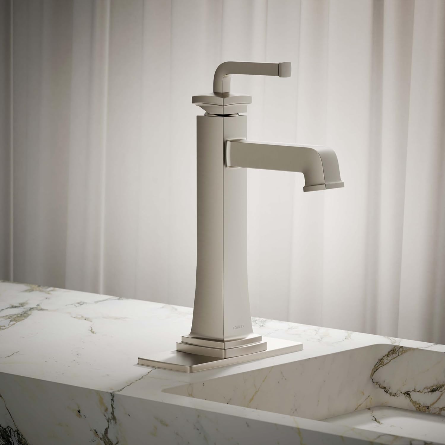 KOHLER 26430-4N-BN K-26430-4N-BN Riff Tall Single-Handle Bathroom Sink Faucet, 5 gpm, Vibrant Brushed Nickel