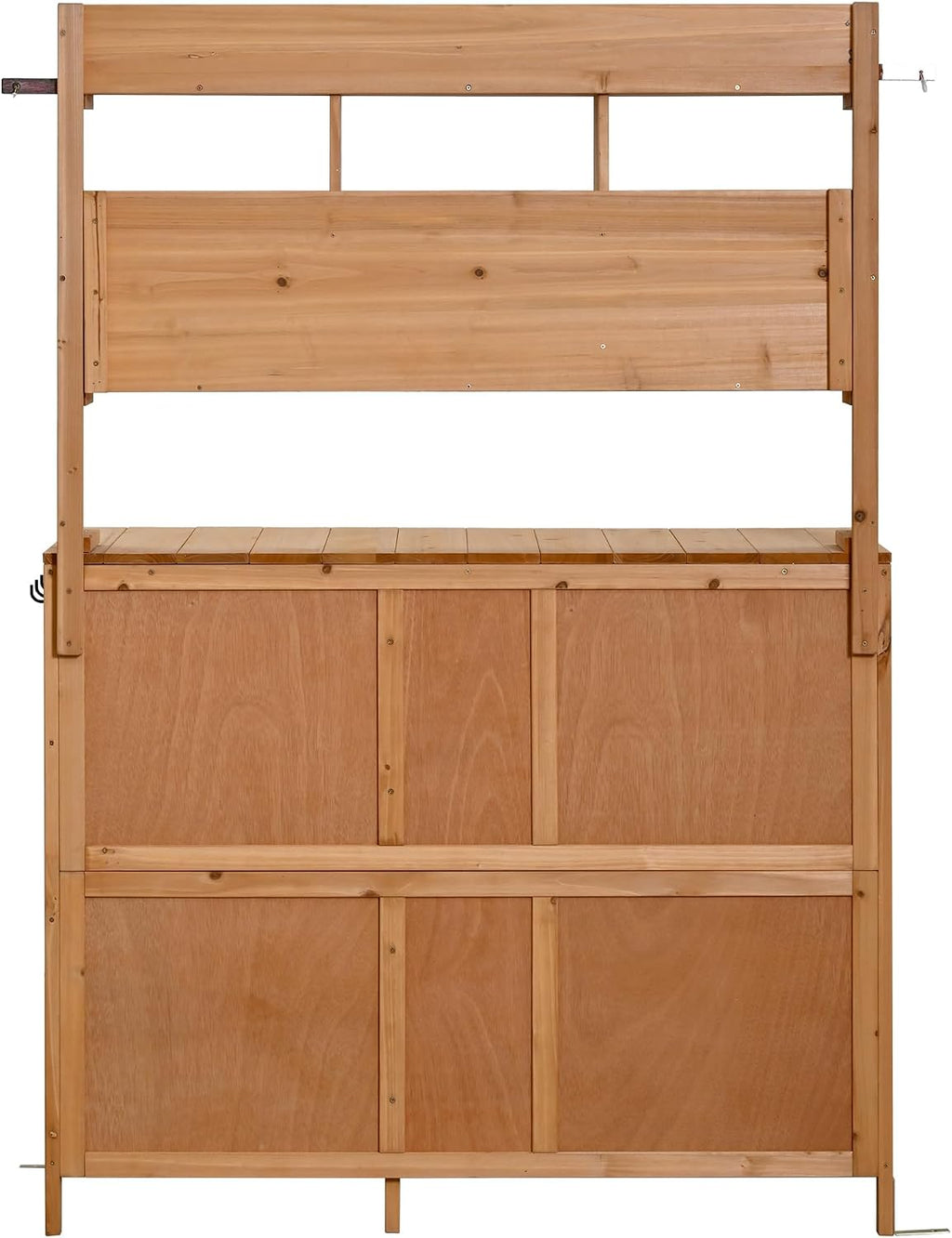Farmhouse Patio Potting Bench, 44.6''x19.5'' Large Freestanding Garden Workstation with 6 Drawers and Side Hook, Outdoor Kitchen Island (Natural Wood-2)