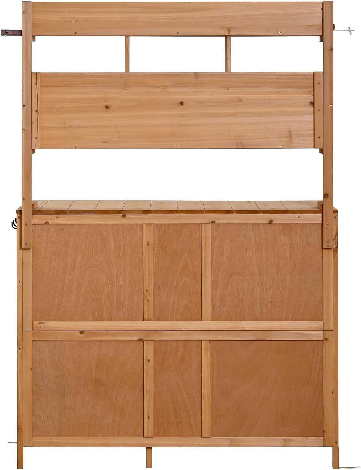 Farmhouse Patio Potting Bench, 44.6''x19.5'' Large Freestanding Garden Workstation with 6 Drawers and Side Hook, Outdoor Kitchen Island (Natural Wood-2)