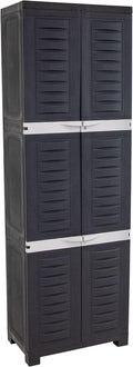 Sunnydaze 72' H Resin Garage Storage Cabinet - Garage Cabinet with Lockable Doors and Adjustable Shelves - Freestanding Utility Storage for Laundry Room, Office, Basement - Shadow