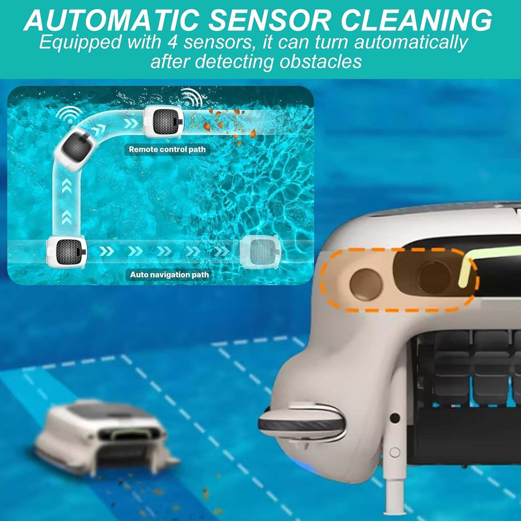 Automatic Pool Cleaner Robotic, Swimming Pool Cleaning Filter, Cordless Floating Skimmer,for Above Ground Pools Up to 2000 Sq.Ft