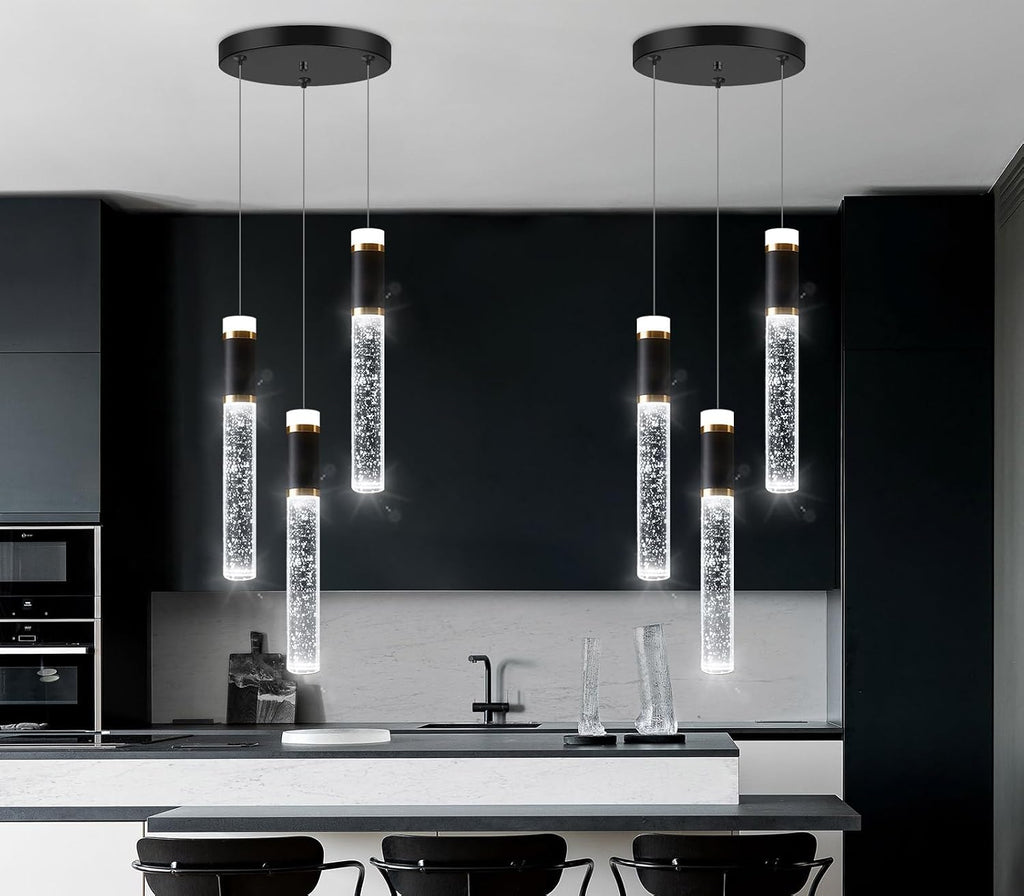 Mini Chandelier for Kitchen Island Modern Crystal Pendant Lighting LED Dining Room Hanging Lights Cylinder Drop Lights Ceiling Lighting Fixture Kitchen Sink Bedroom Bathroom 2700K 6000K