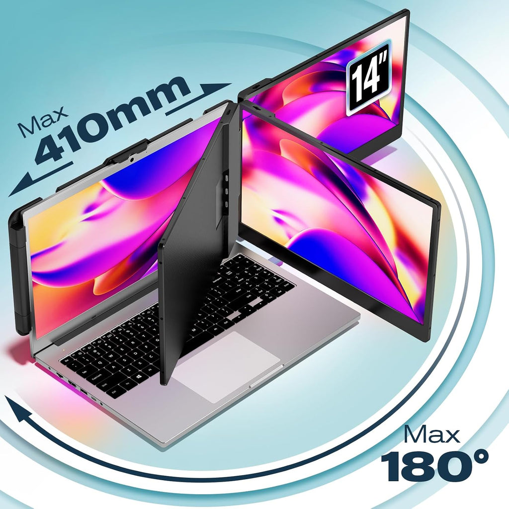 Teamgee Laptop Screen Extender, 14' IPS 1080 FHD Portable Monitor with Built-in Speakers & Kickstand, Compatible with Mac Windows Android Dex Harmony, S1 Laptop Monitor Extender Fits 13'-17' Laptops