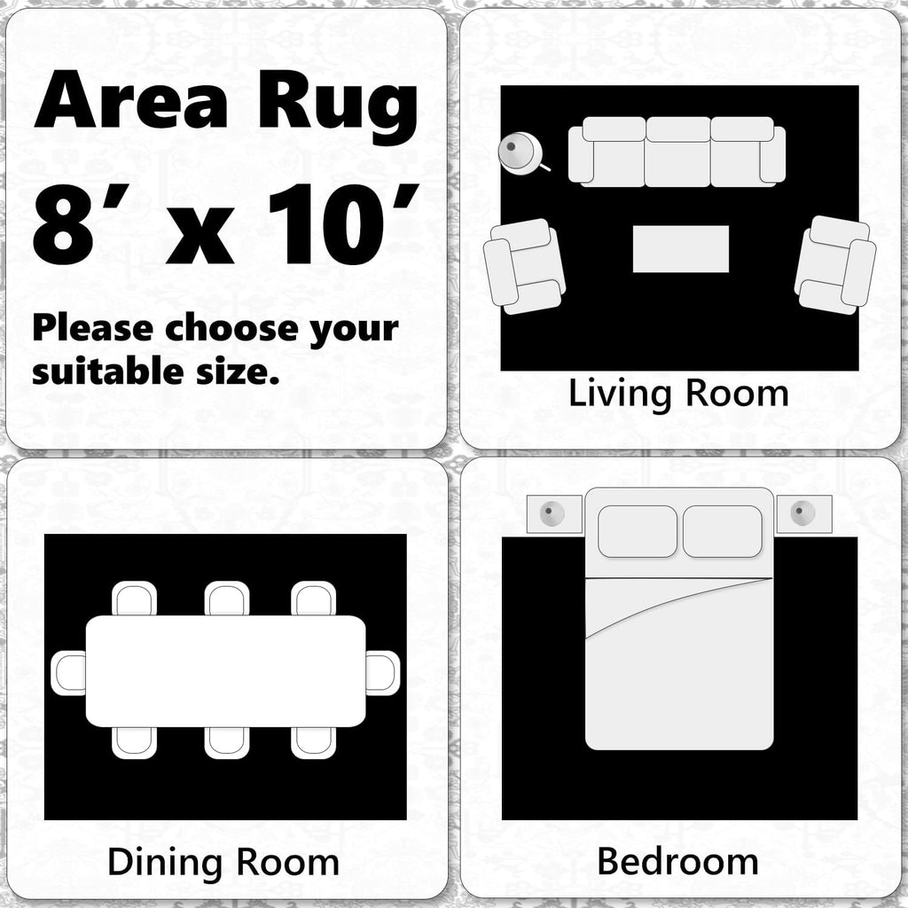 Triohero Area Rug 10x8 Large Machine Washable Clearance Boho Rug Distressed Table Carpet Pet & Kid Friendly Stain Resistant Fade Resistant Soft Vintage Rug for Living Room, Bedroom, Dining Room