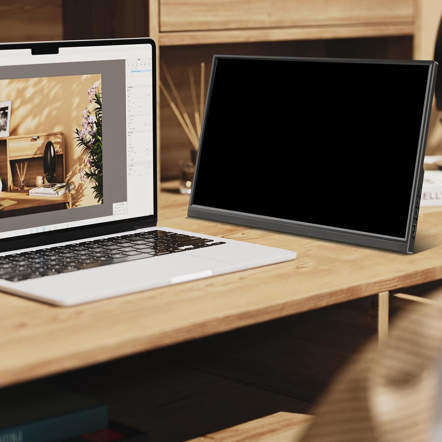 16inch 1920X1200 Portable Monitor with 60Hz Refreshing Rate 16:10 with Speakers Monitor for Laptop Gaming Consoles Portable Display
