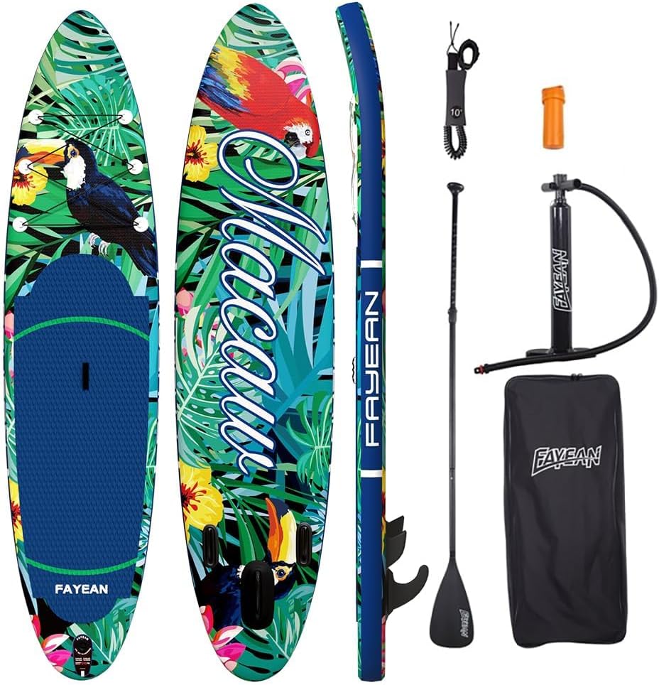 Inflatable Paddle Board,Stand Up Paddle Board,Anti-Slip EVA Deck,Complete SUP Accessories for All Skill Levels,Widened Paddleboard Equipped with Removable Fin, Hand Pump