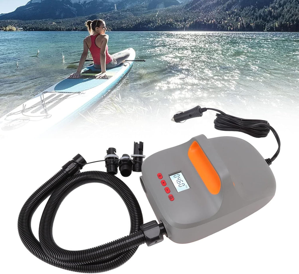 20PSI Pressure Air Pump for Paddle Board, Electric Air Pump with LCD Sn, Fast Inflation Deflation for, Inflatable Boats, Tents, Includes Hose and 3 Nozzles, 12V Car Ector