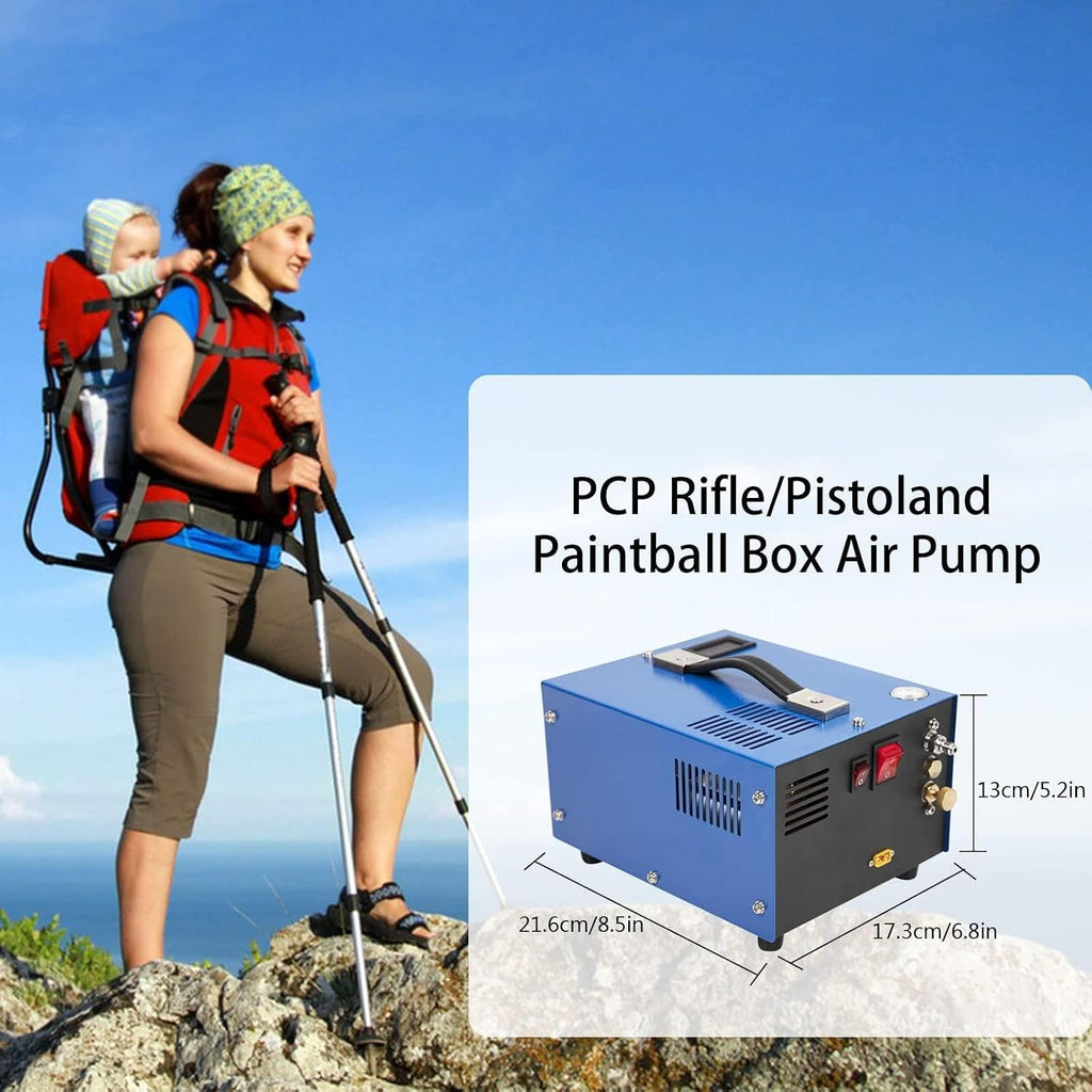 Portable PCP Electric Air Compressor - 4500 PSI/300 Bar/30 MPa High-Pressure Pump - 12V DC Car Powered Inflation Pump for Tires, PCP Rifles, and Paintball Tanks