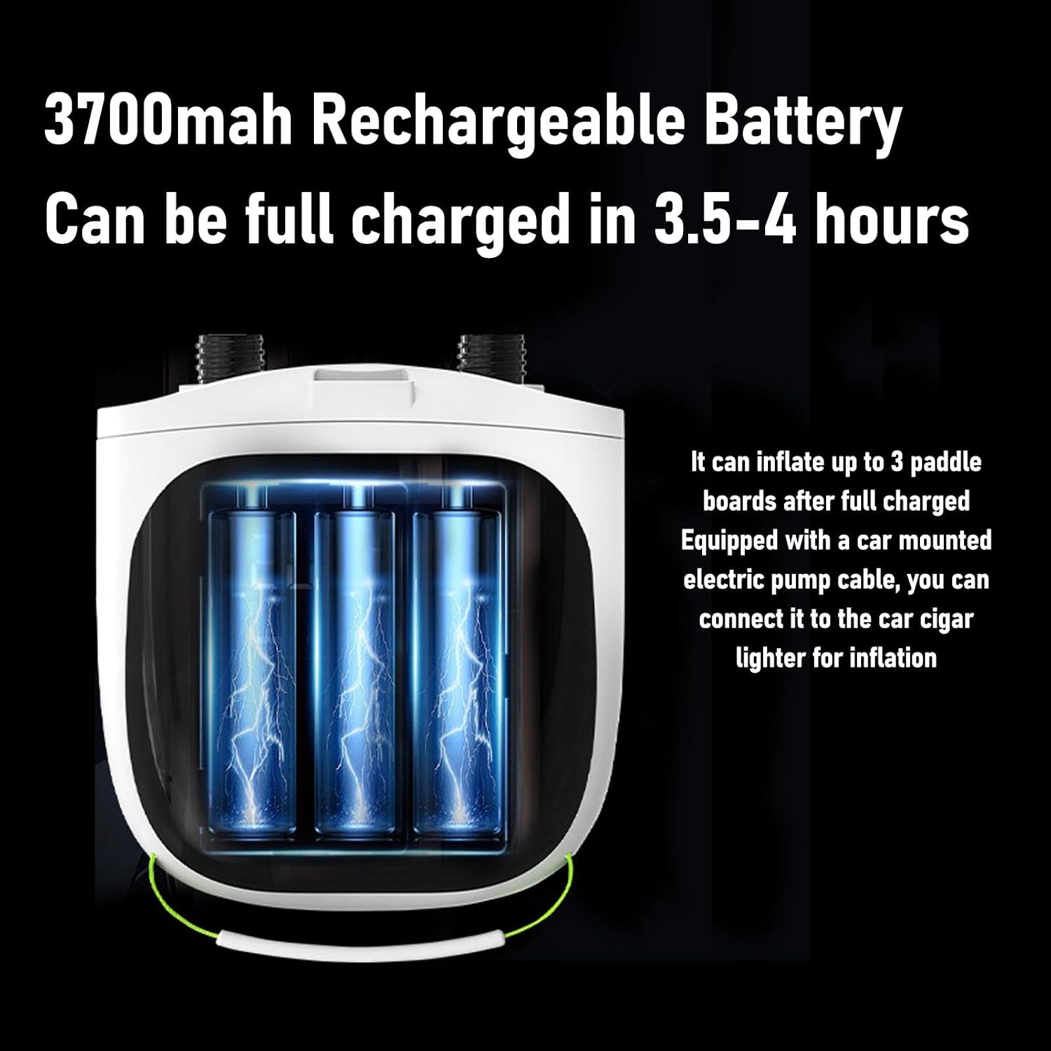 Eujgoov Paddle Board Inflator, Portable Electric Pump for Car Inflatable Stand Up Paddleboard Boats Kayak, Compact with LCD Display, 3700mAh Rechargeable Battery