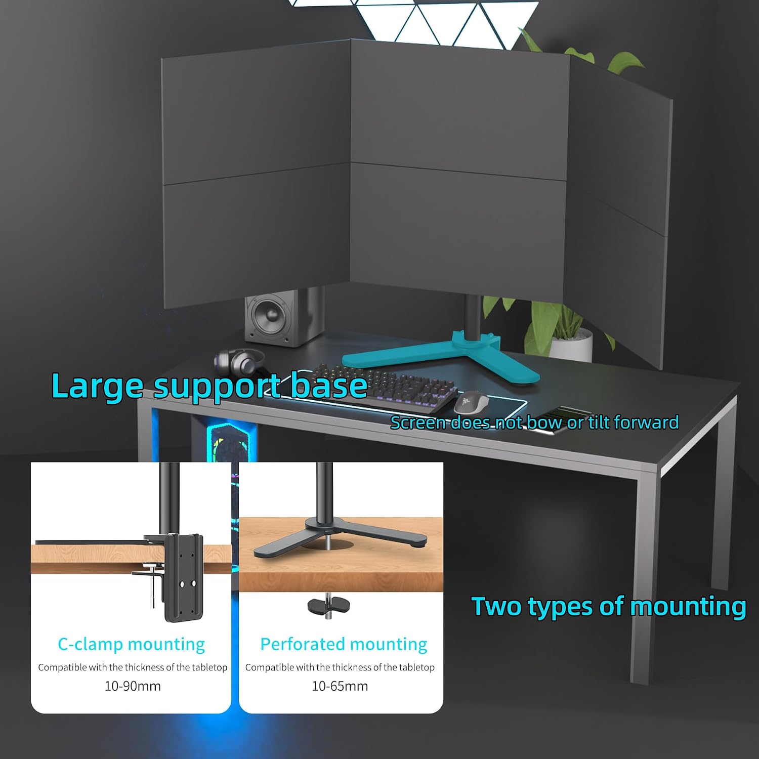 6 Six Monitor Desk Mount Arm Fits Screens up to 32 inch, 19.8 lbs/Weight Capacity per Screen, Fully Adjustable Bracket Stand Black HP X35JX-6