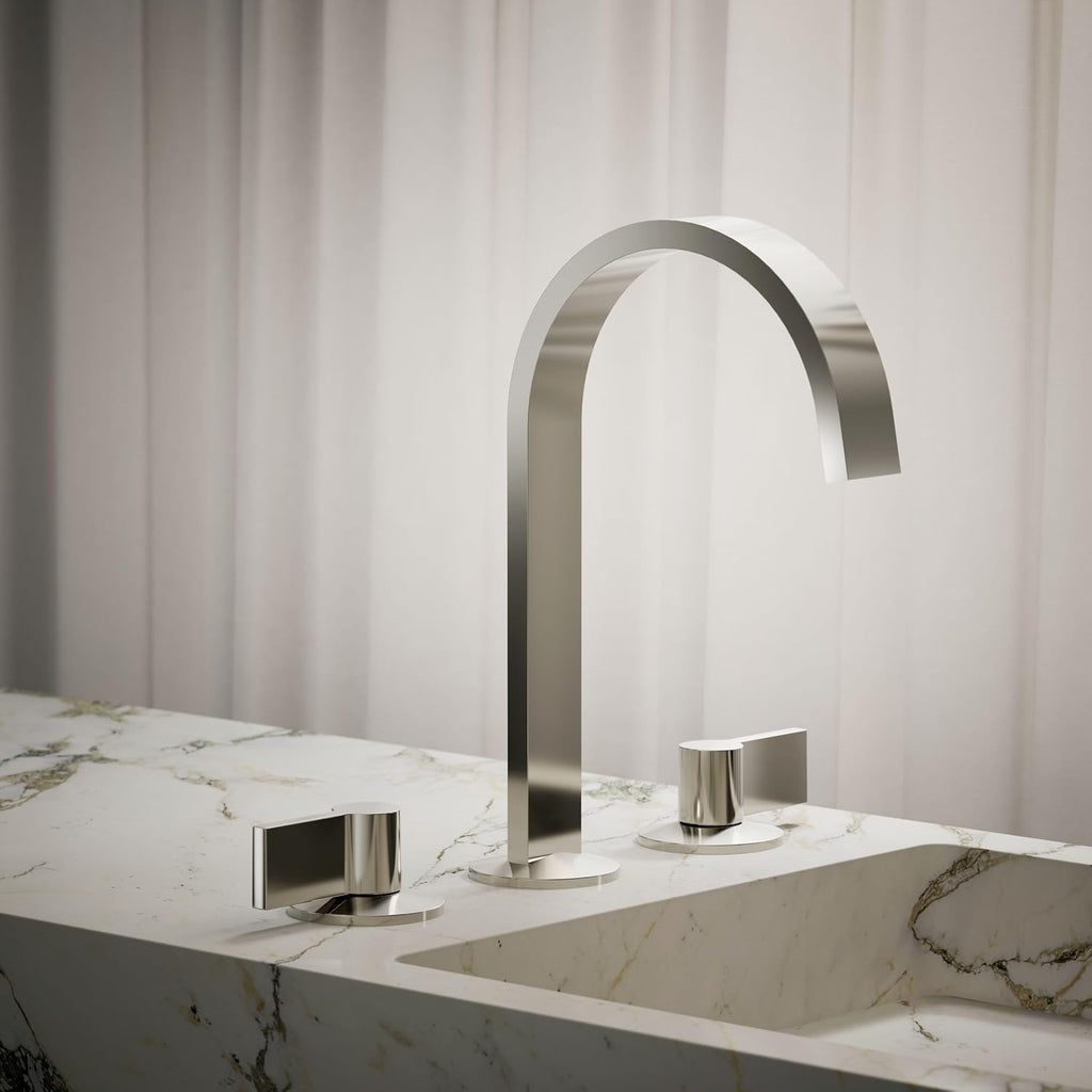 Kohler 77968-SN Components® Bathroom Sink Faucet spout with Ribbon Design, 1.2 gpm, Vibrant Polished Nickel