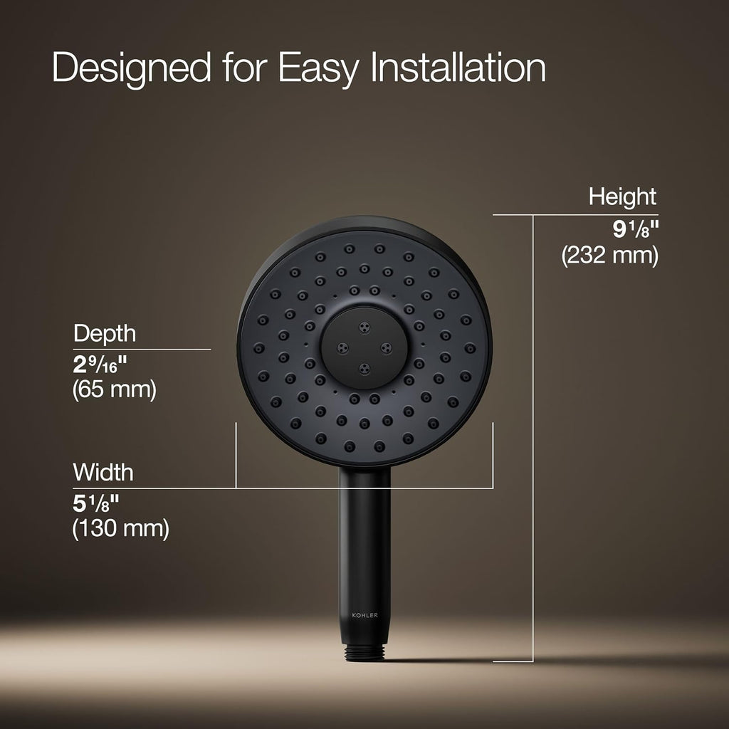 Kohler 26282-BL Statement® Round three-function handshower, 2.5 gpm, Matte Black
