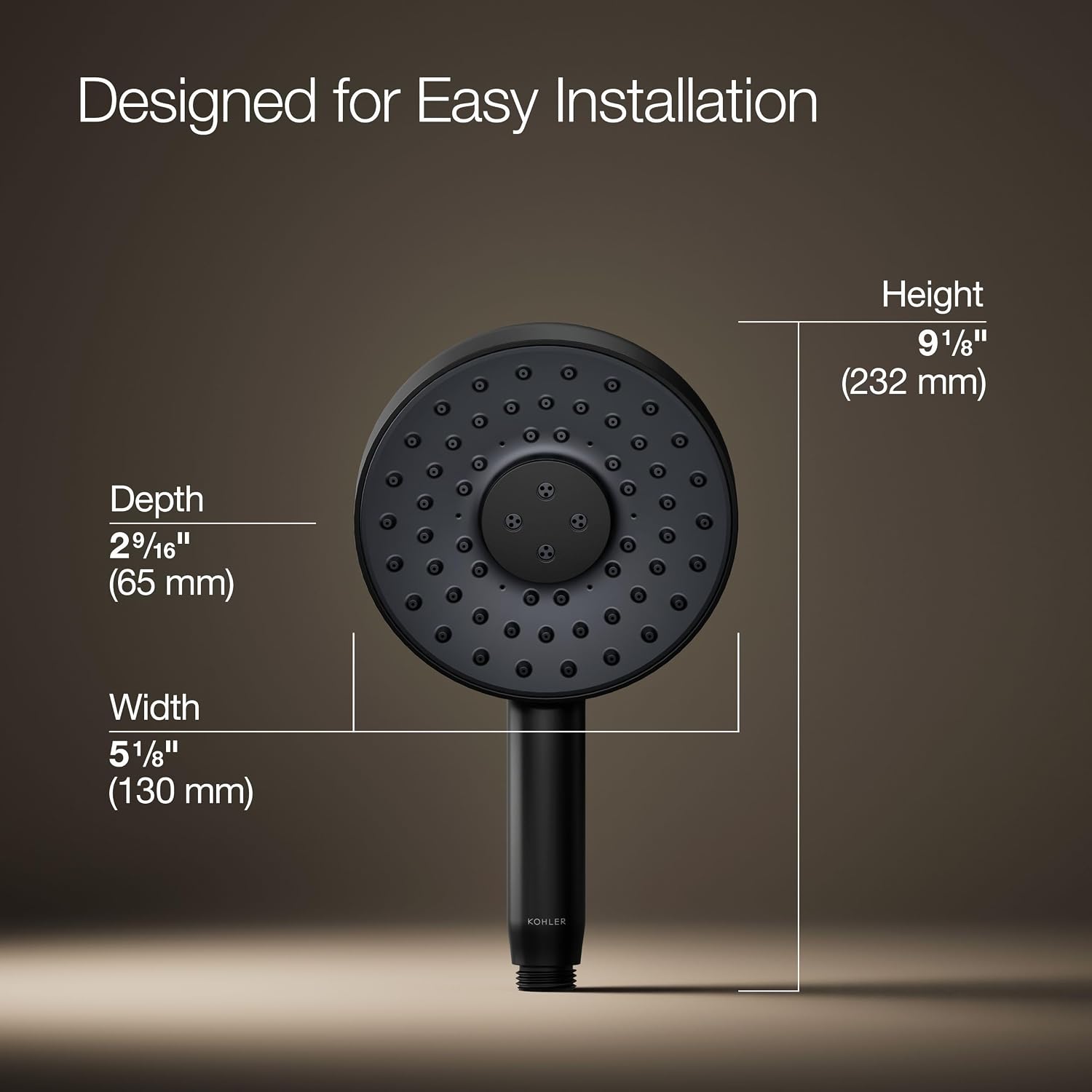 Kohler 26282-BL Statement® Round three-function handshower, 2.5 gpm, Matte Black