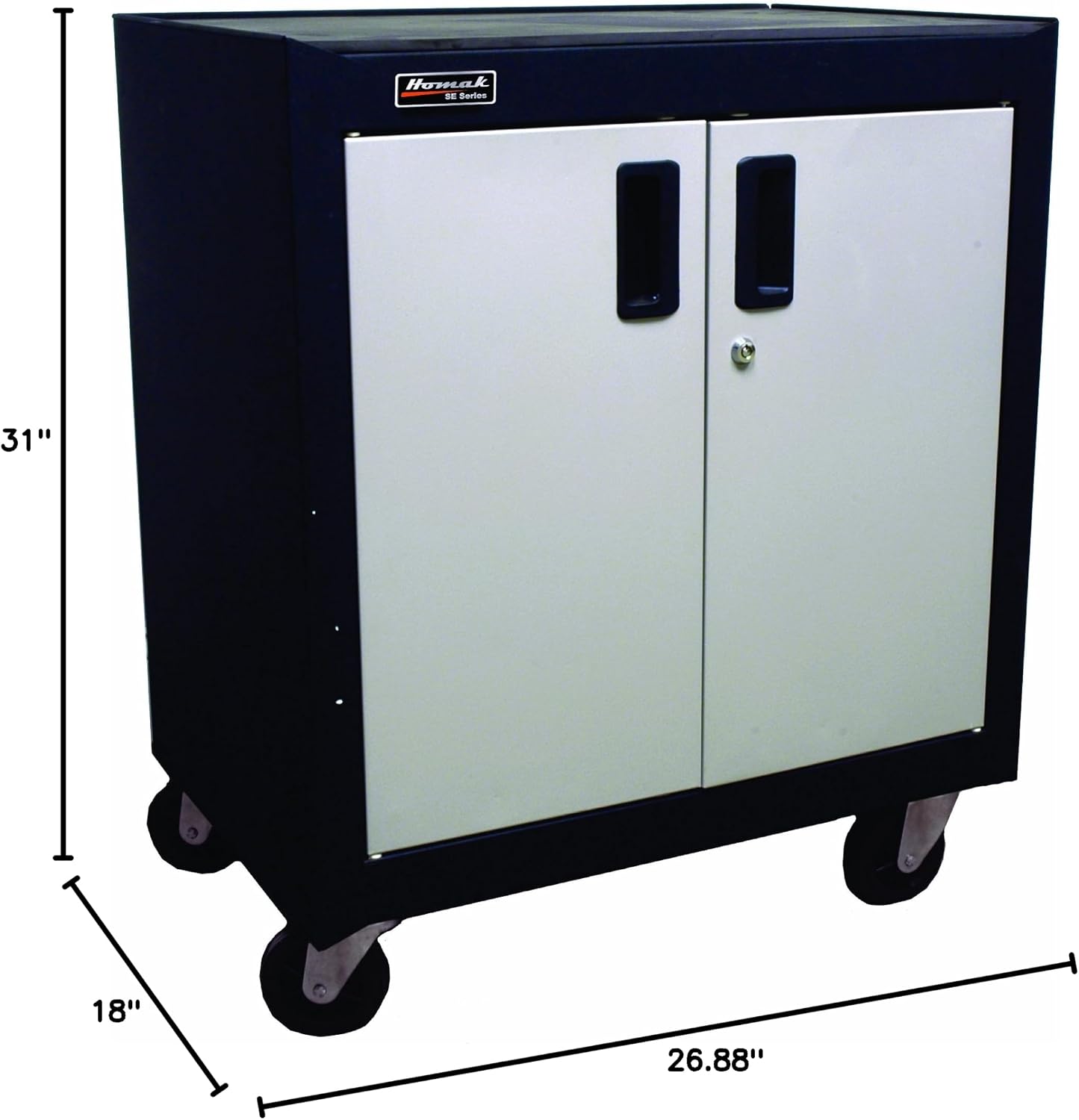 Homak 2 Door Mobile Cabinet with Gliding Shelf, Steel, GS04002270
