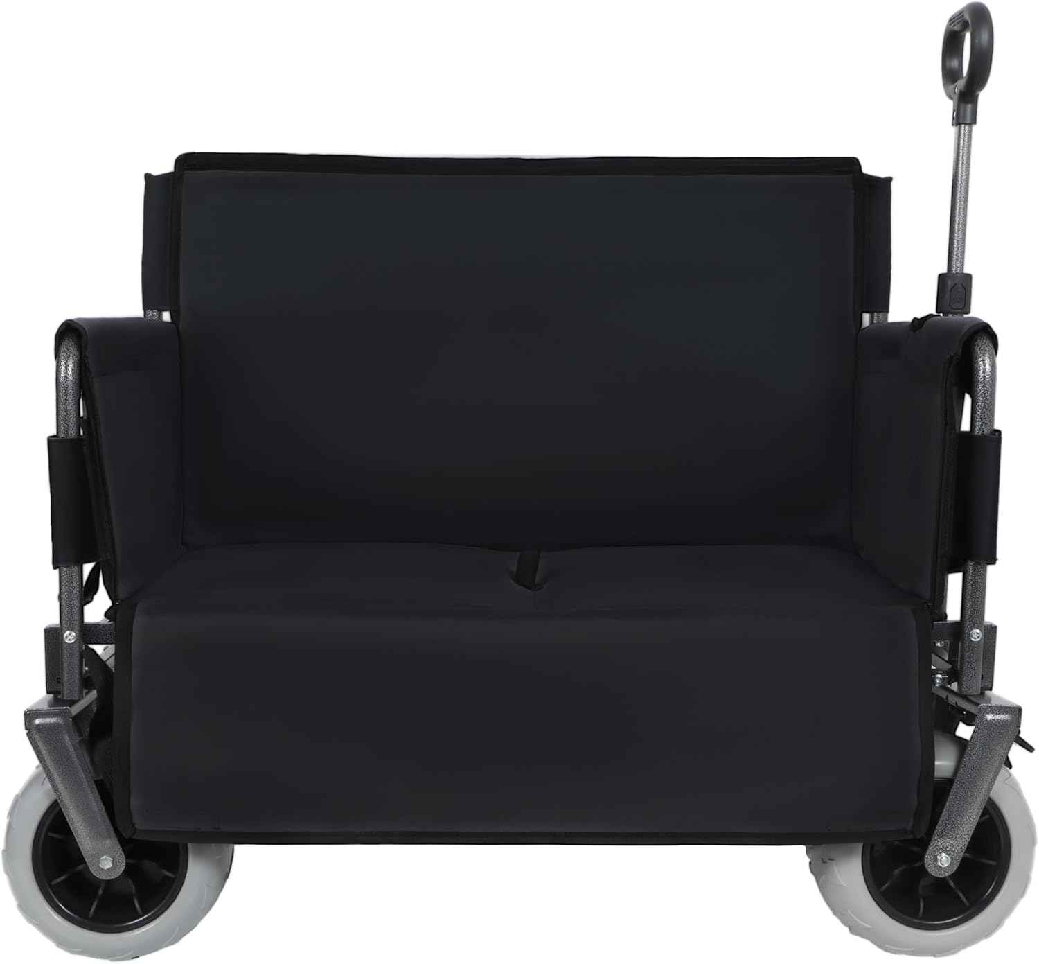 3-in-1 Folding Wagon with Bench Seat – 500lbs Capacity,Reinforced Carbon Steel Frame, 180L Cargo Space– Perfect for Camping, Beach, Outdoor Events & Heavy-Duty Hauling (Black)