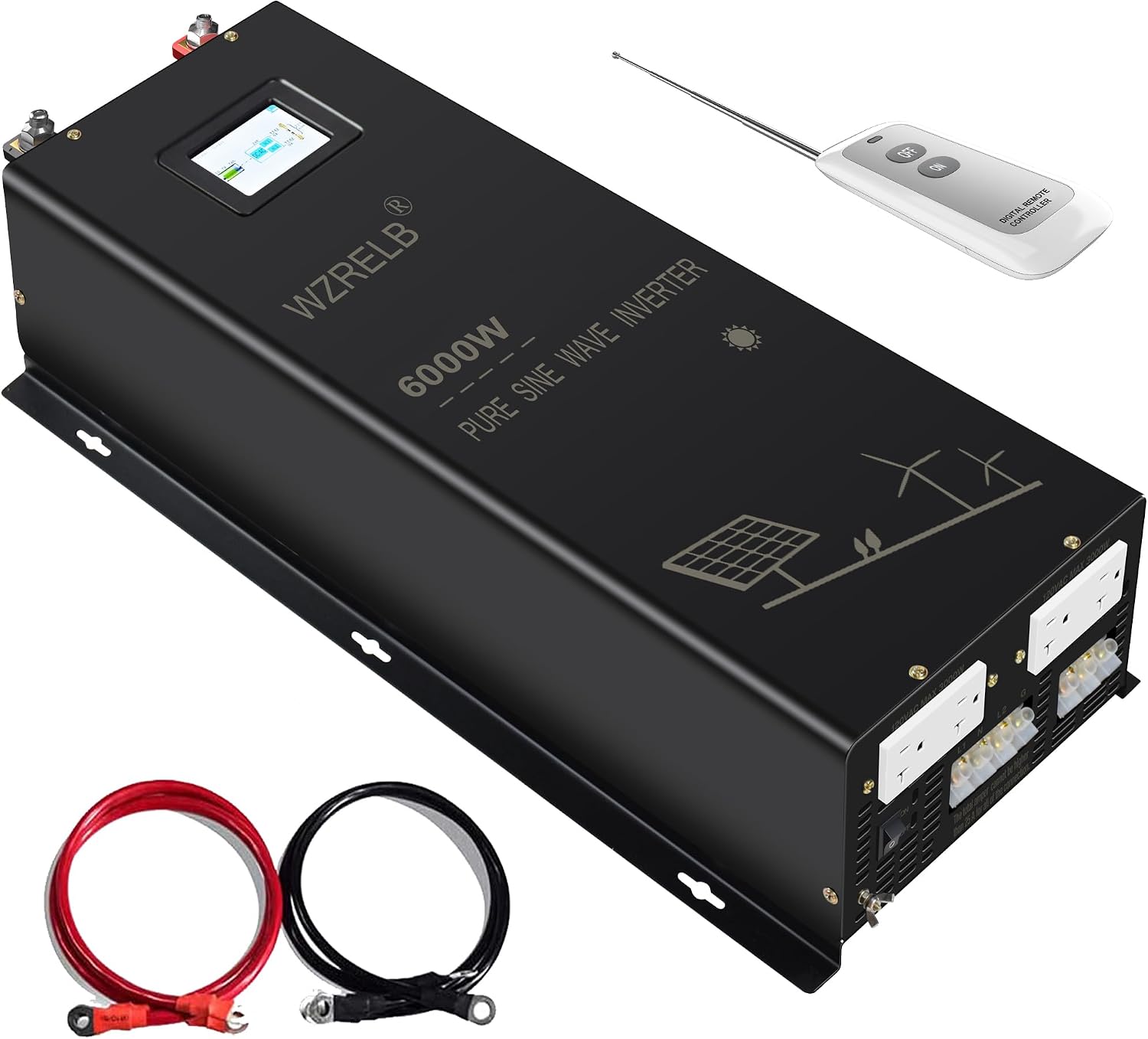 WZRELB 6000W 24V Pure Sine Wave Inverter,24 Volt DC to AC 120V 240V Split Phase Power Inverter,2*AC Hardwire Terminal,12KW Surge,High Efficiency up to 91.6%,Wireless Remote