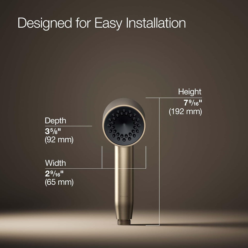 KOHLER 26286-BV Statement Single-Function HAND SHOWER, Maximum Spray Performance with an Easy-to-clean Surface, Vibrant Brushed Bronze, 2.5 GPM