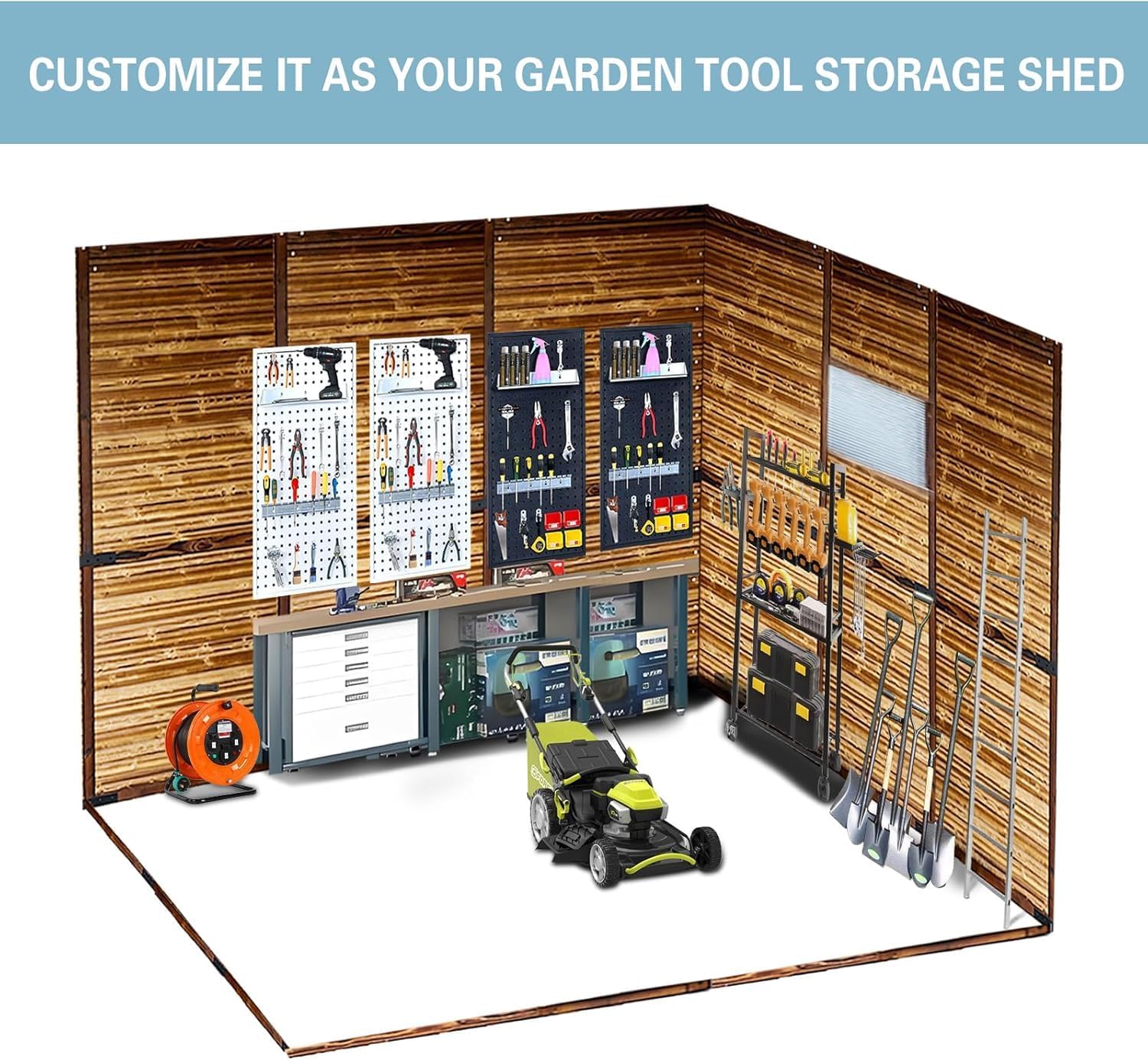Endark 6x8FT Waterproof & Rust-Resistant Outdoor Storage Shed with Window, Lockable Sliding Doors & Metal Sloped Roof - Ideal for Garden, Backyard, and Patio