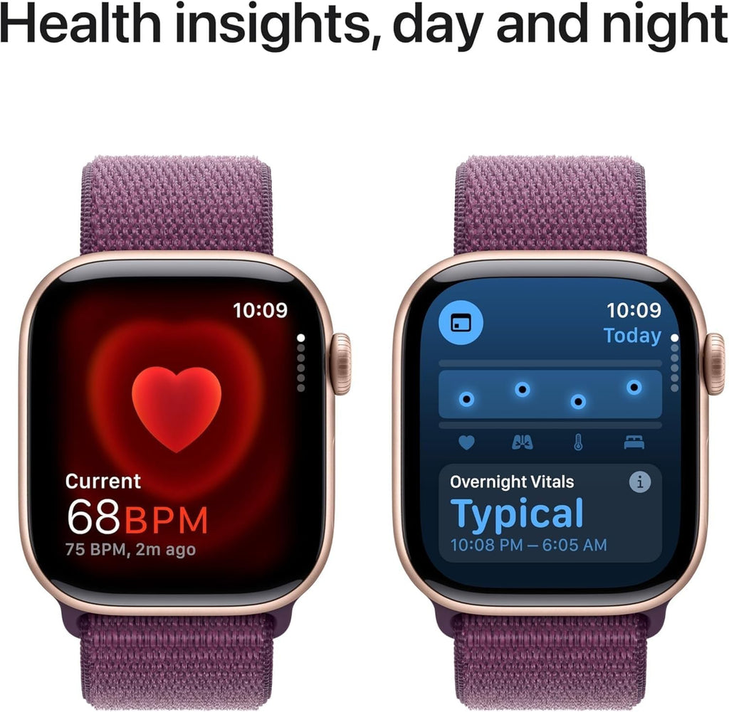 Apple Watch Series 10 [GPS, 46mm] - Rose Gold Aluminum Case with Plum Sport Loop, One Size (Renewed)