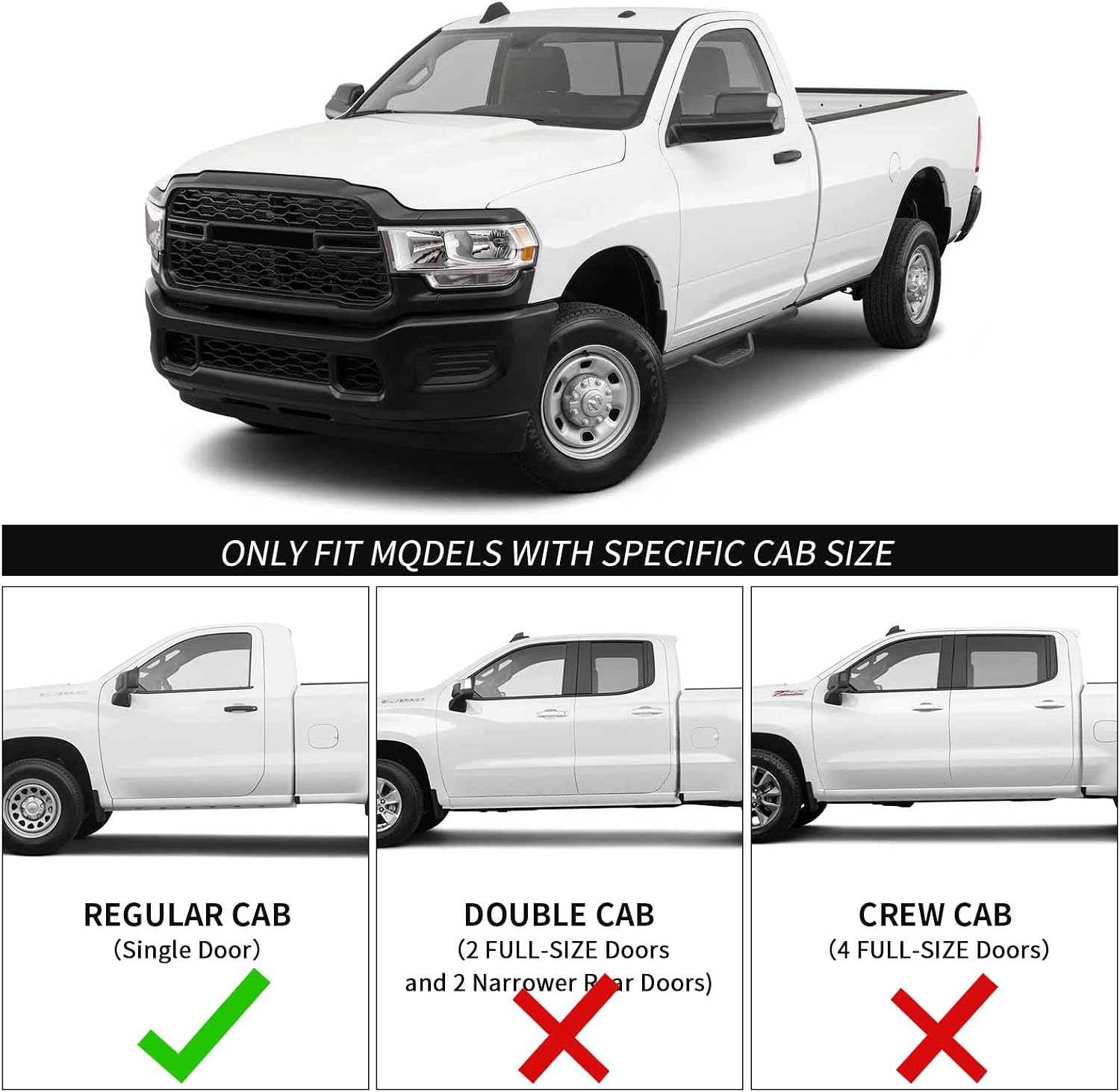 SMANOW Running Boards Compatible with 2017-2026 F250 F350 F450 F550 Regular/Standard/Single Cab, 4 inch Carbon Steel Drop Down Side Steps Rock Sliders, Matte Textured Black Style Step Bars