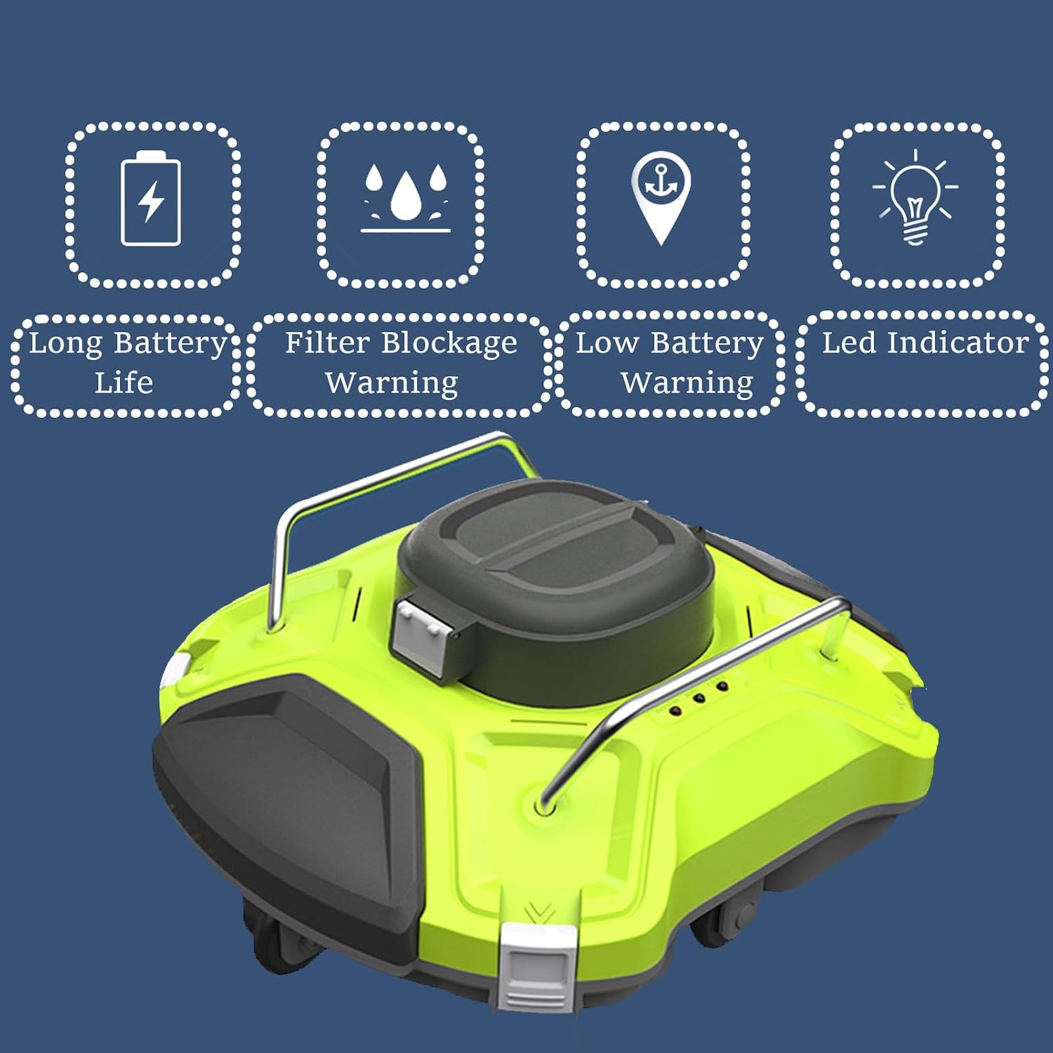 Automatic Pool Vacuum Cleaner, Waterproof Robot Pool Vacuum,Pool Cleaning Machine,Pool Automatic Vacuum Cleaner, with Strong Suction,Automatically Dock