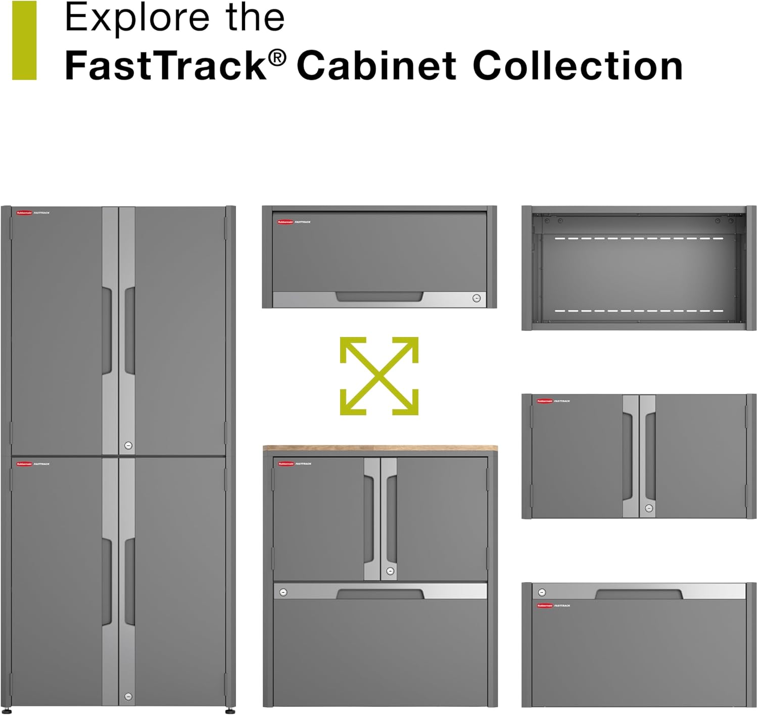 Rubbermaid FastTrack 2 -Door Tall Cabinet, Storage Cabinet, Garage Storage Systems, Garage Organization