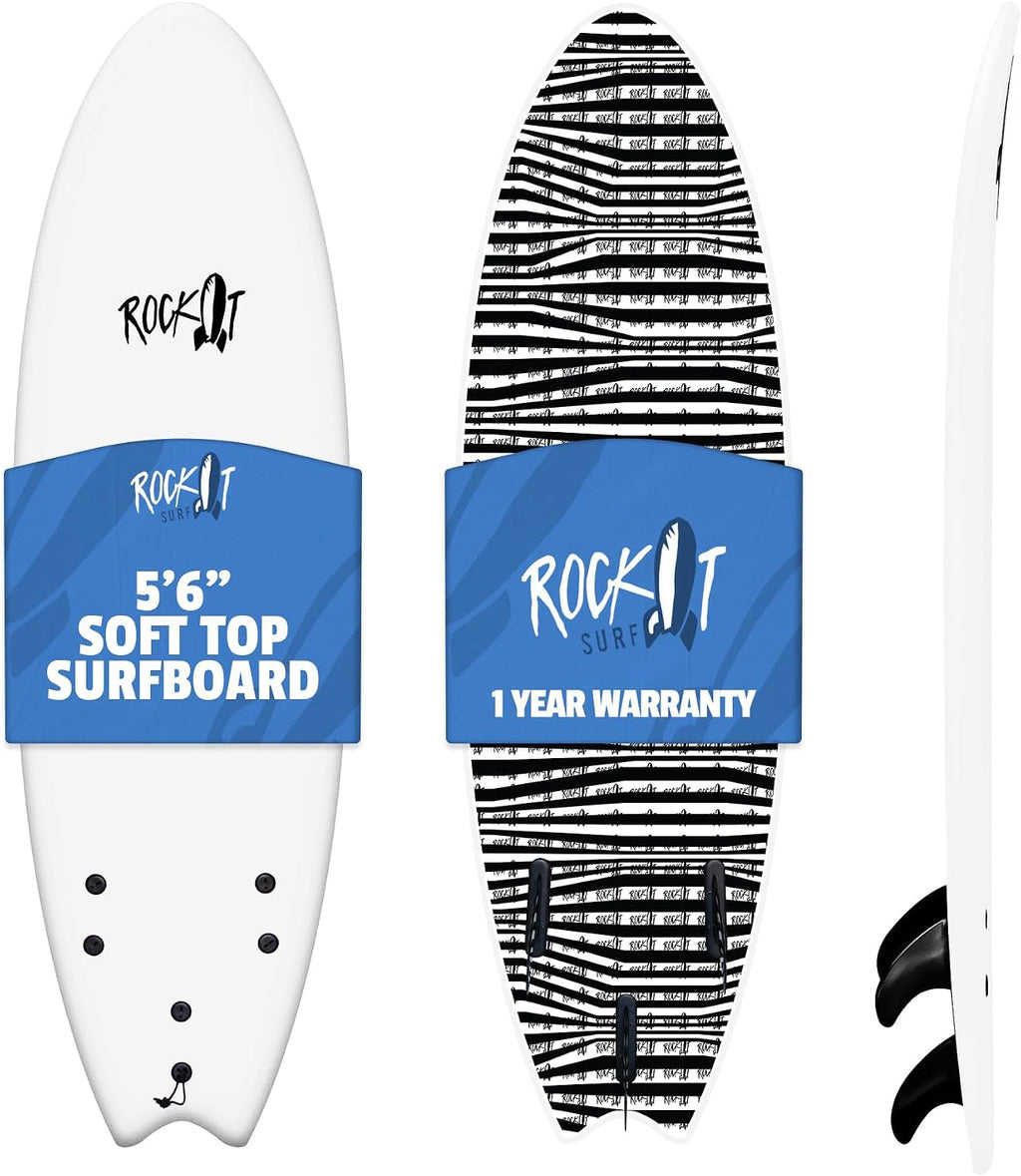 Rock-It 6' Albert Performance Fish Soft Top Surfboard Surf Board, Foam Surfboard, Kids Surfboard, Adult Surfboard, Tabla De Surf, Beginner Surfboard