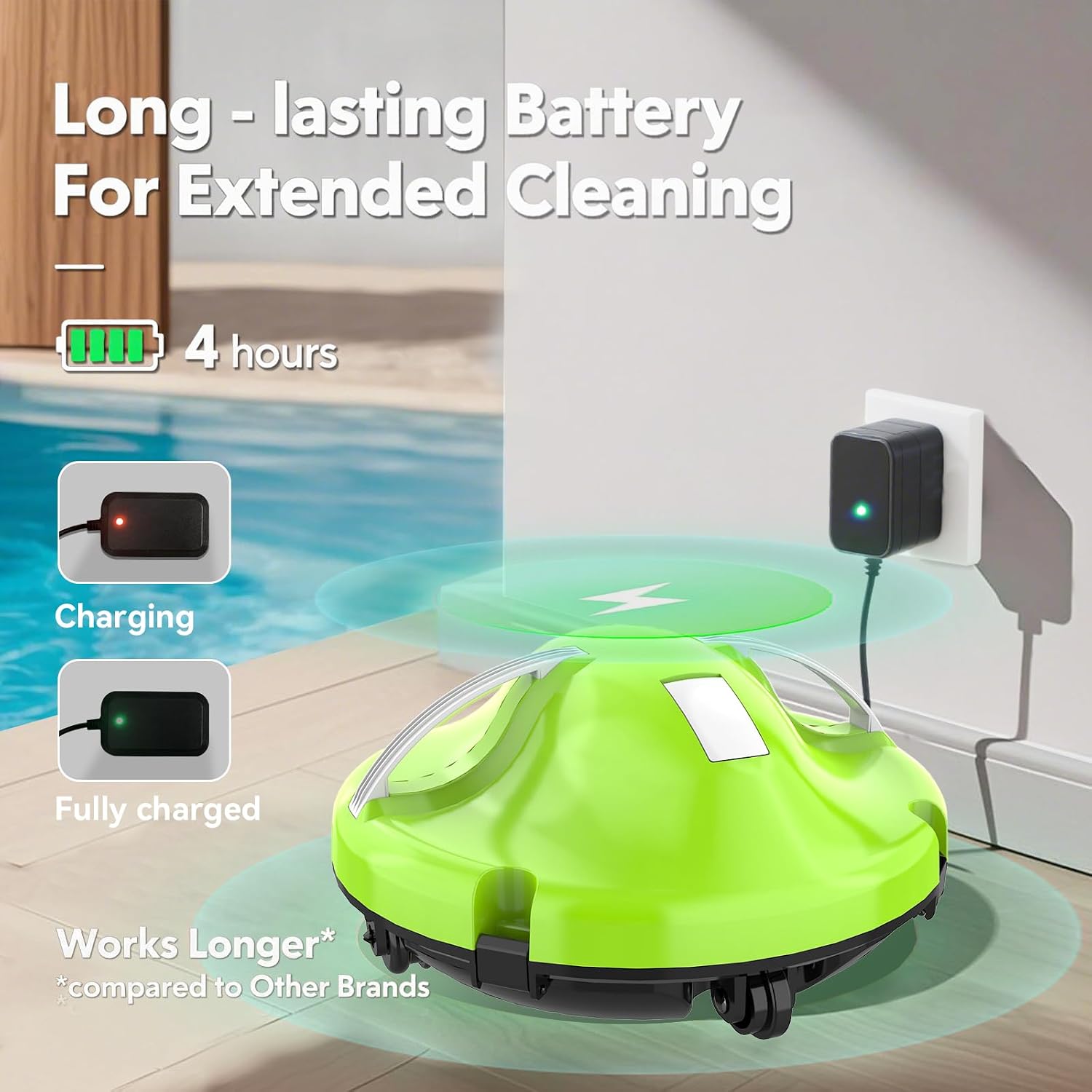 2026 Cordless Robotic Pool Cleaner - 120 Mins Automatic Pool Vacuum for Above Ground Pool & In - Ground Flat Pools up to 1000 Sq.Ft, Robot Pool Cleaner with Self - Parking Tech