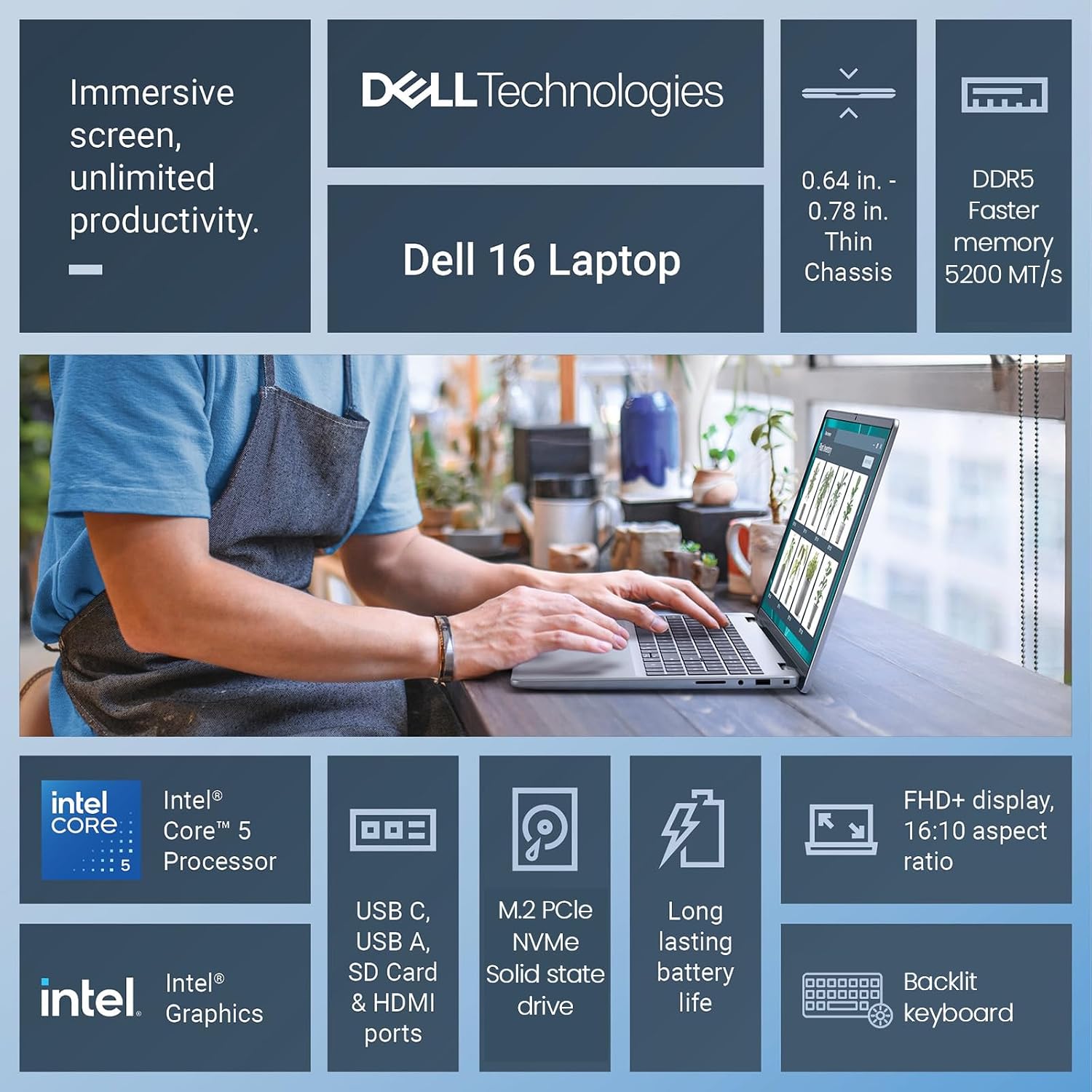 2026 Dell 16 Touchscreen Laptop Computer, 16' FHD+ Touch Screen Business Laptop, Windows 11 Pro, Intel Core 5 (10-Cores, Beat i7-1355U), 16GB DDR5 1TB SSD, Backlit 10-Key, Wi-Fi 6E, Copilot Key