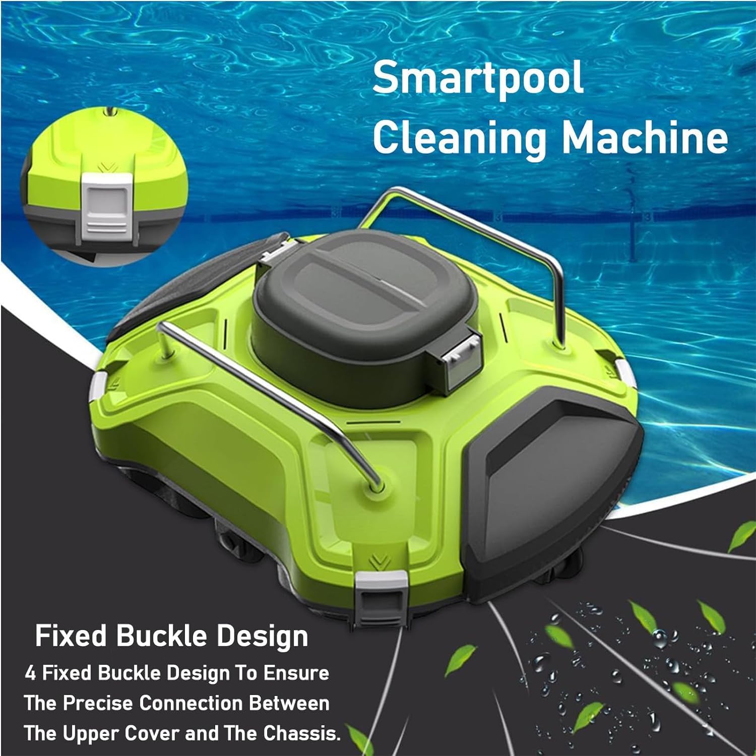 Cordless Robotic Pool Cleaner, Fully Automatic Robotic Pool Cleaner Mini Pool Robot Cleaner Cleaning Equipment Fully Automatic 2 Hour Work Time 5000mAh Auto Parking