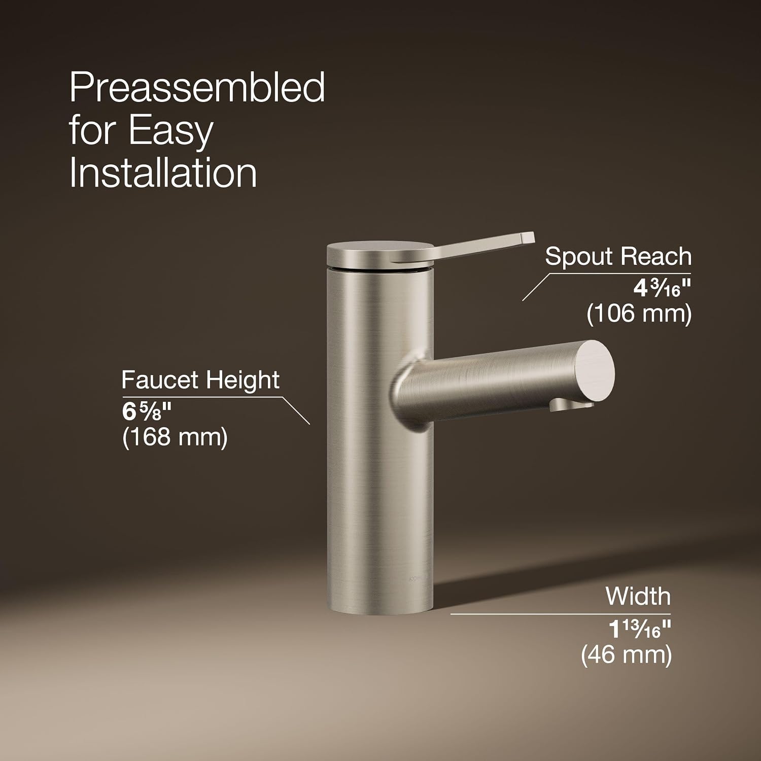 KOHLER K-35048-4K-BN Elate® Single-Handle Bathroom Sink Faucet, Bathroom Faucets, 1.0 GPM, Vibrant Brushed Nickel