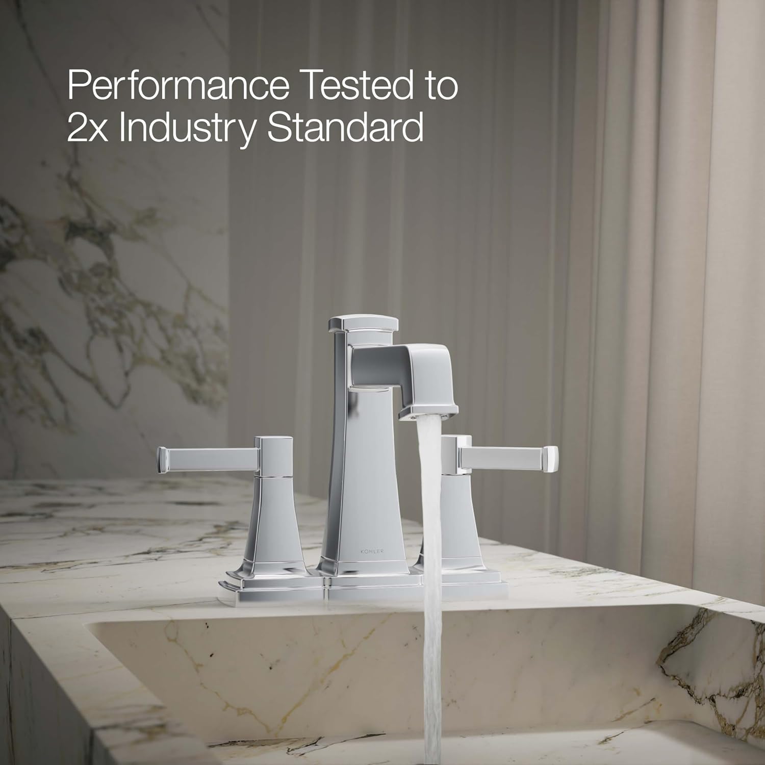 Kohler K-27398-4N-CP Riff Centerset bathroom sink faucet, .5 gpm, Polished Chrome
