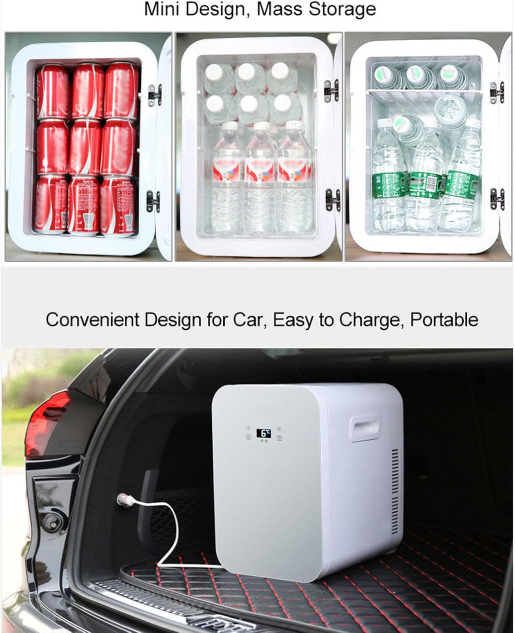 Mini Car Fridge, 220VAC/12V DC Portable Thermoelectric Cooler and Warmer Refrigerator 20 Liter Capacity for Cosmetics,Foods, Bedroom, Dorm, Office, Car