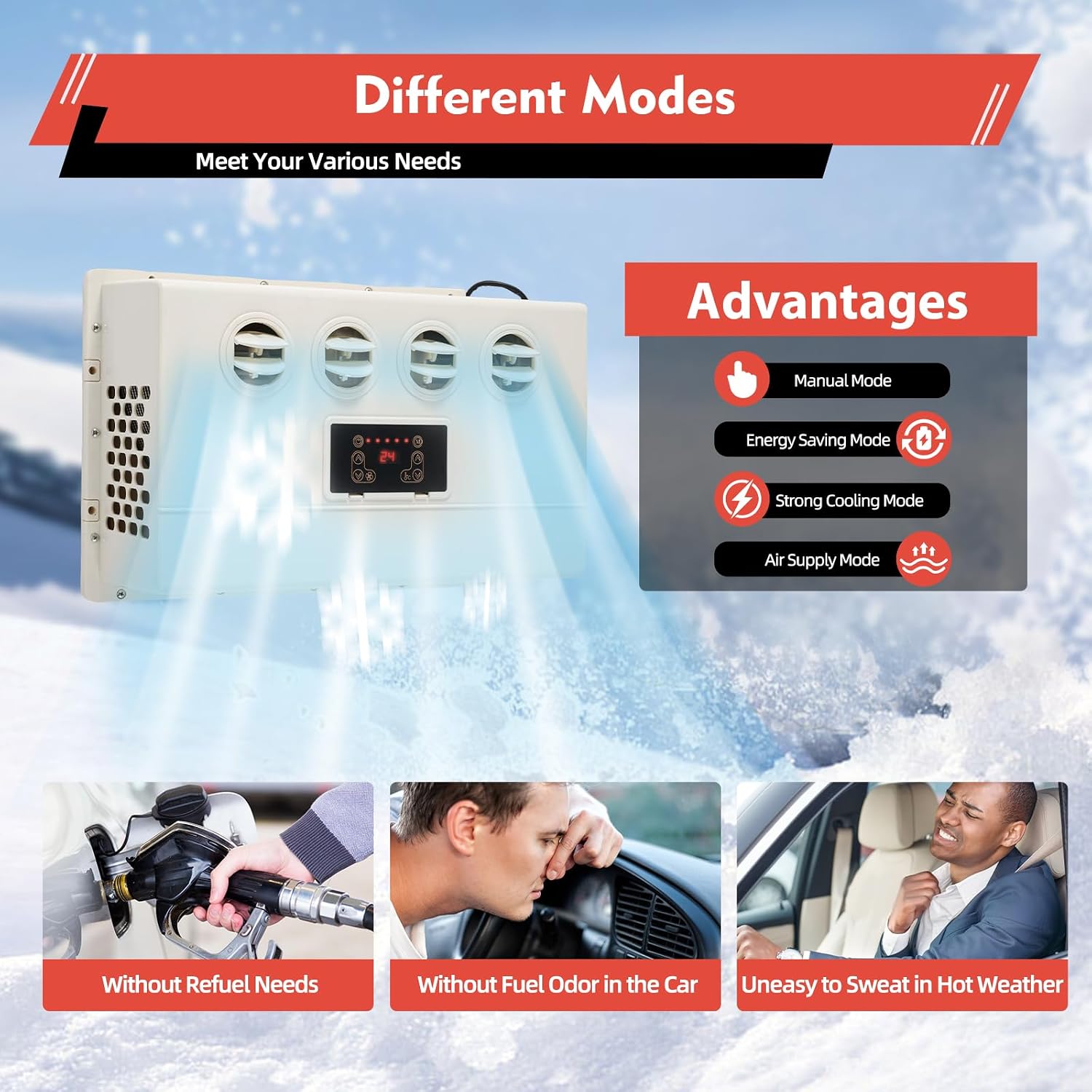 12V 12000 BTU Truck Cab Air Conditioner Split, Mini Split AC System Unit Universal Electric RV Air Conditioner System for Cab Cooling,Portable Truck Cab Split Air Conditioner for Semi Car Bus RV
